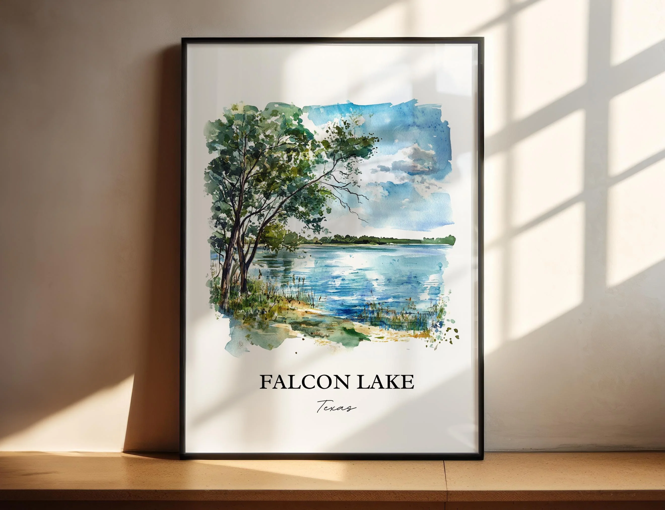 Falcon Lake, Texas, USA – Watercolor Art Print