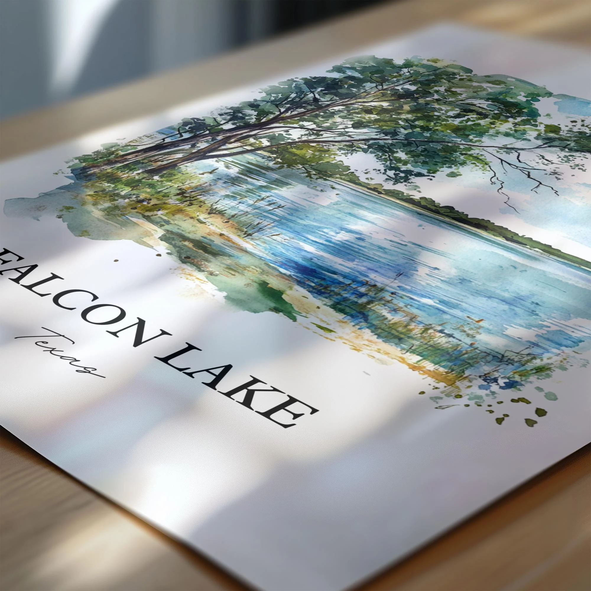 Falcon Lake, Texas, USA – Watercolor Art Print - Image 2