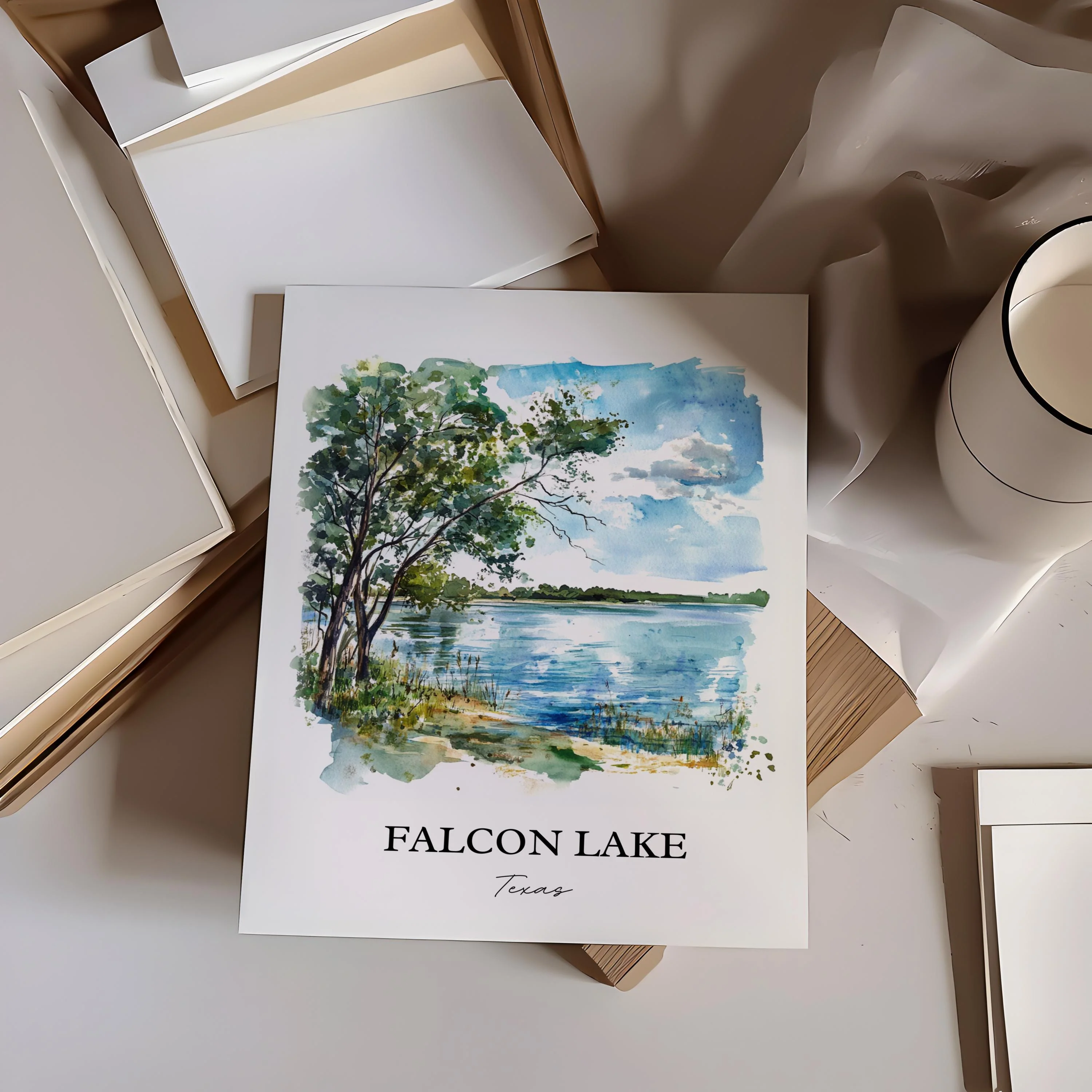 Falcon Lake, Texas, USA – Watercolor Art Print - Image 6
