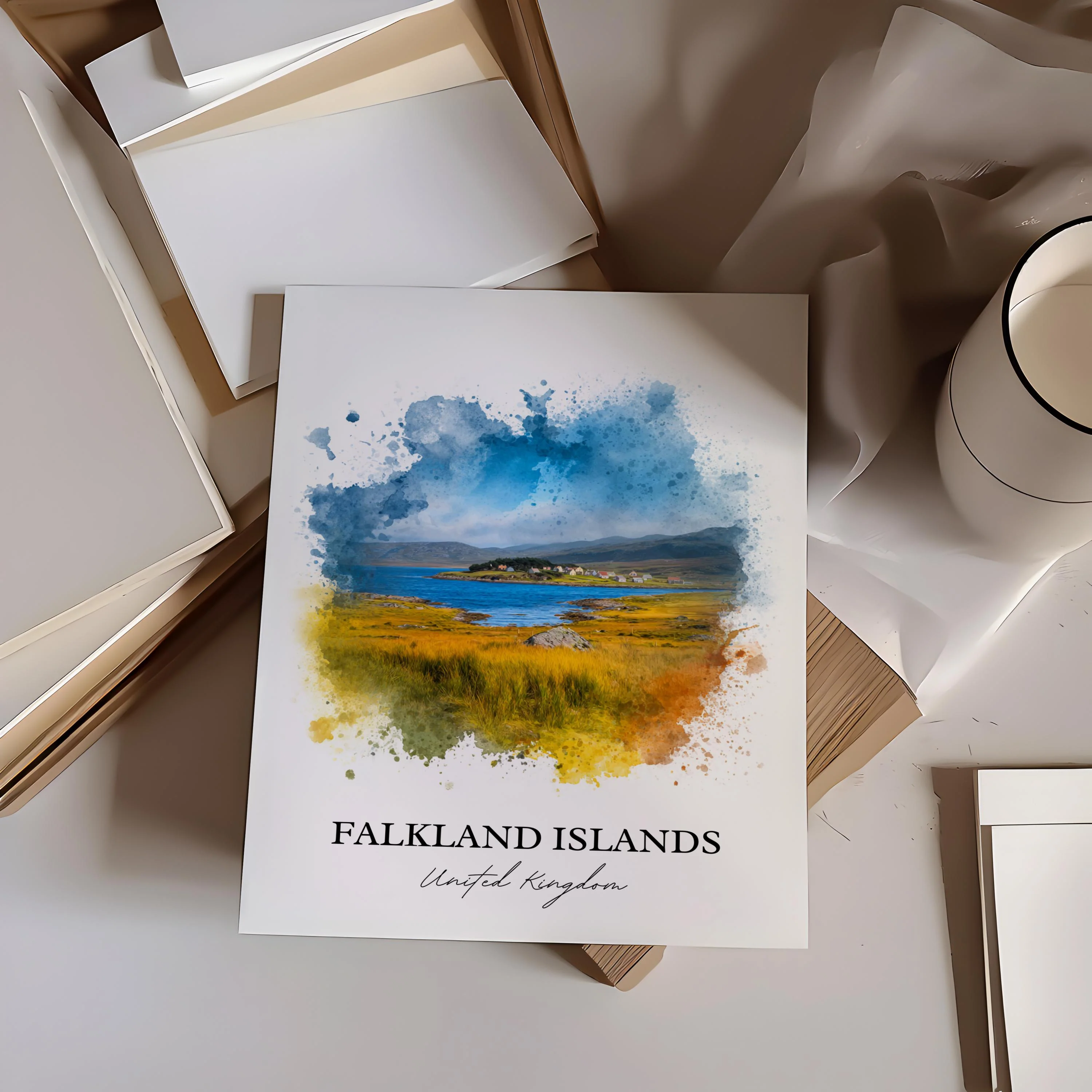 Falkland Islands, UK – Watercolor Art Print - Image 3