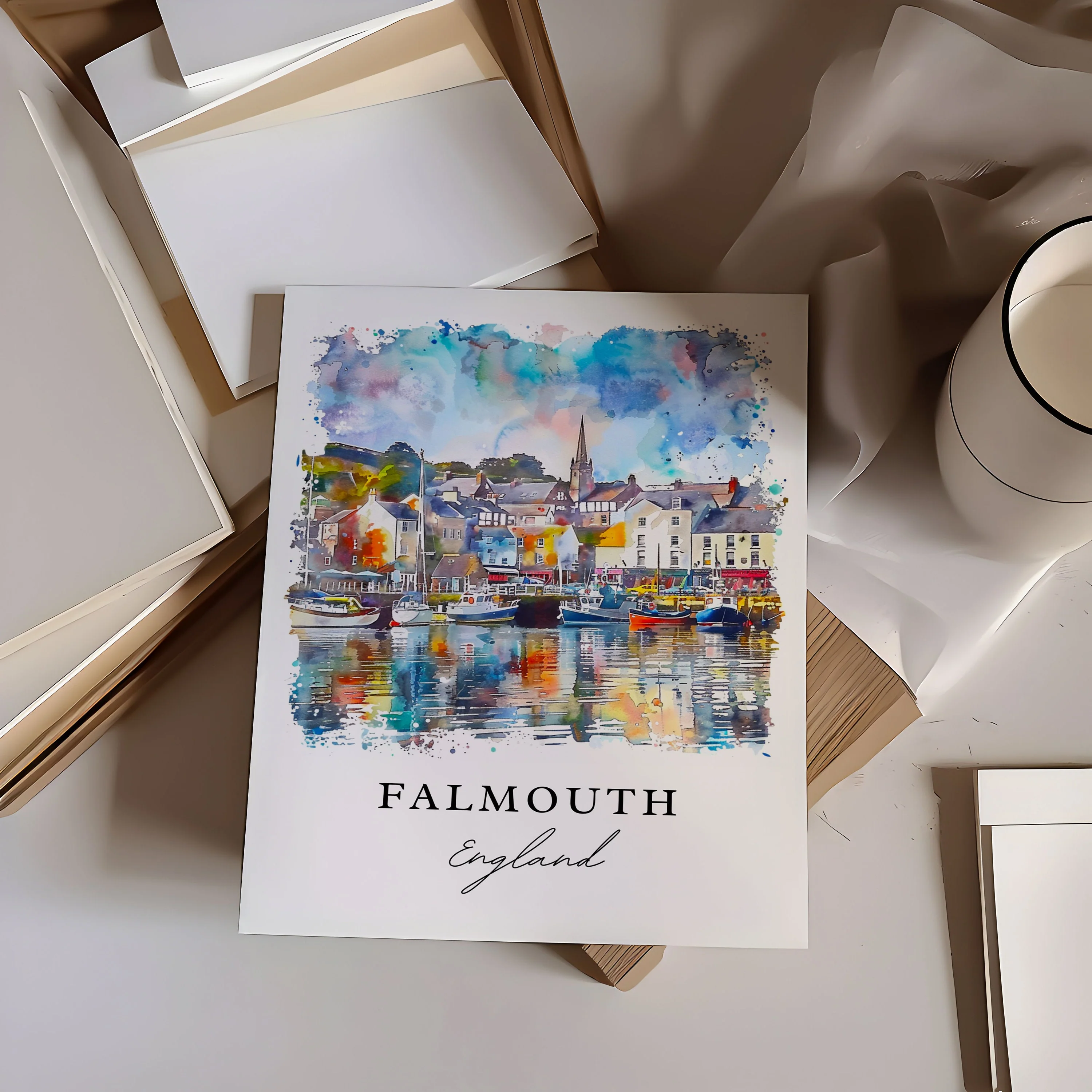 Falmouth, England – Watercolor Art Print - Image 3