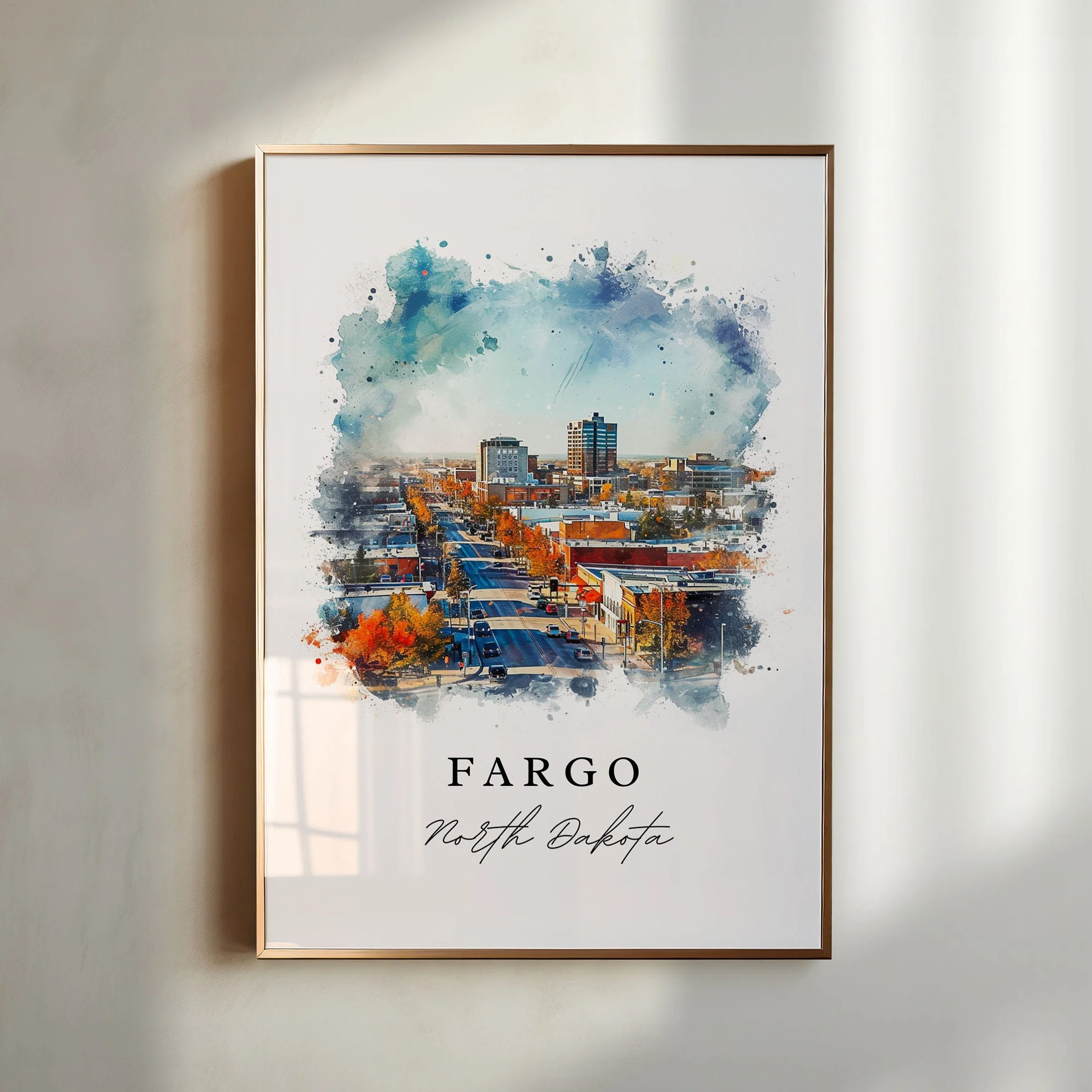 Fargo, North Dakota, USA – Watercolor Art Print