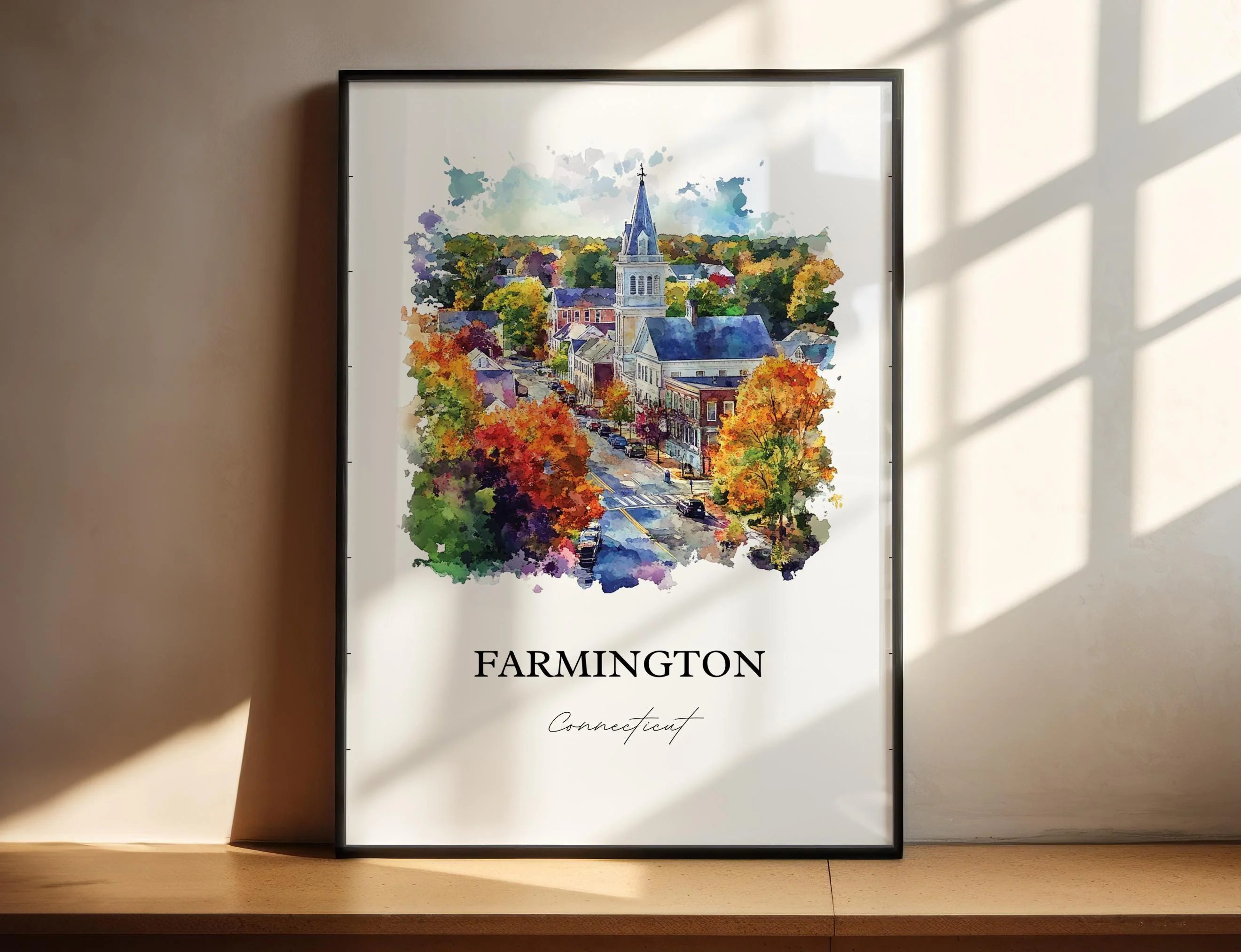 Farmington, Connecticut, Connecticut – Watercolor Art Print