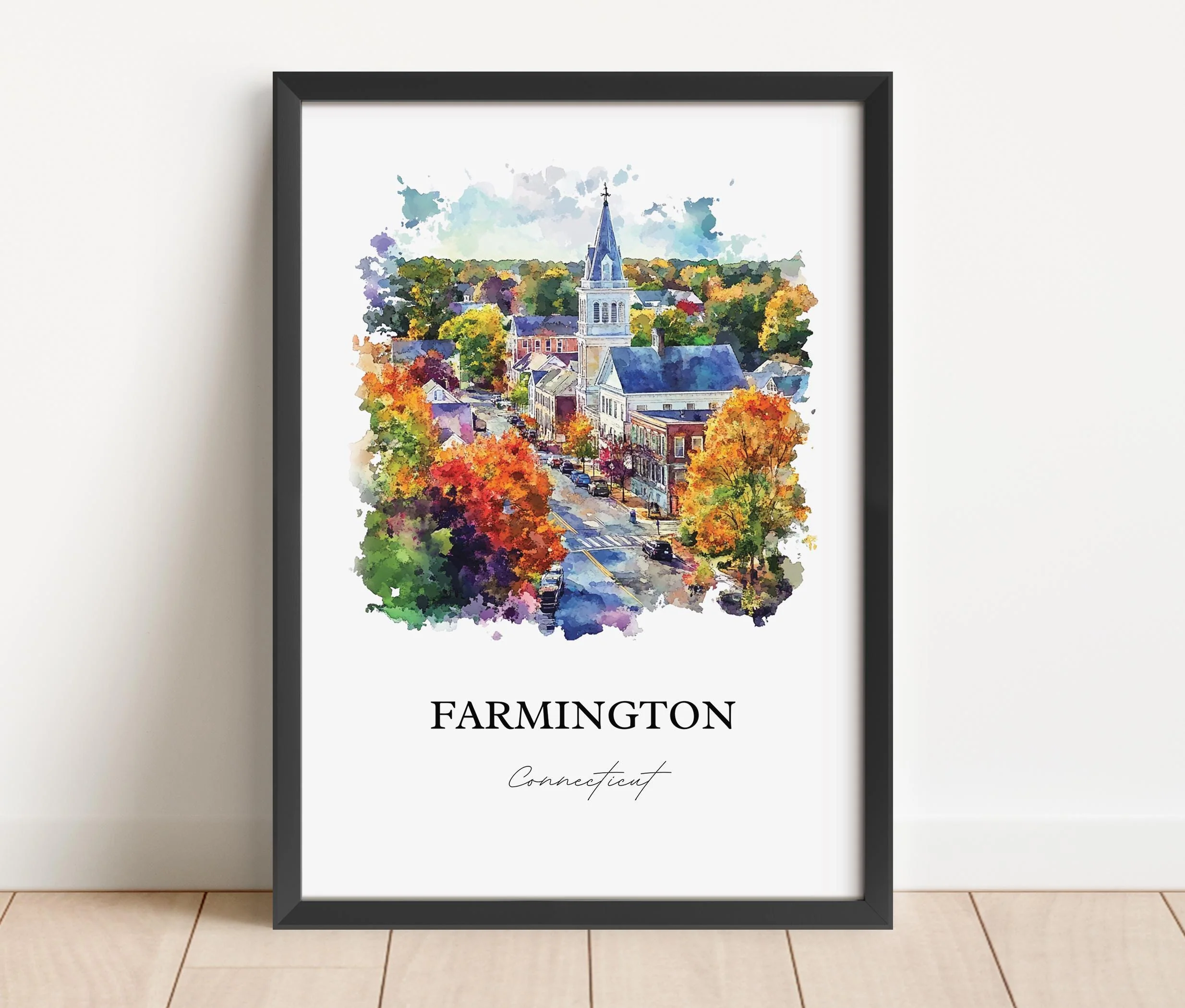 Farmington, Connecticut, Connecticut – Watercolor Art Print - Image 3