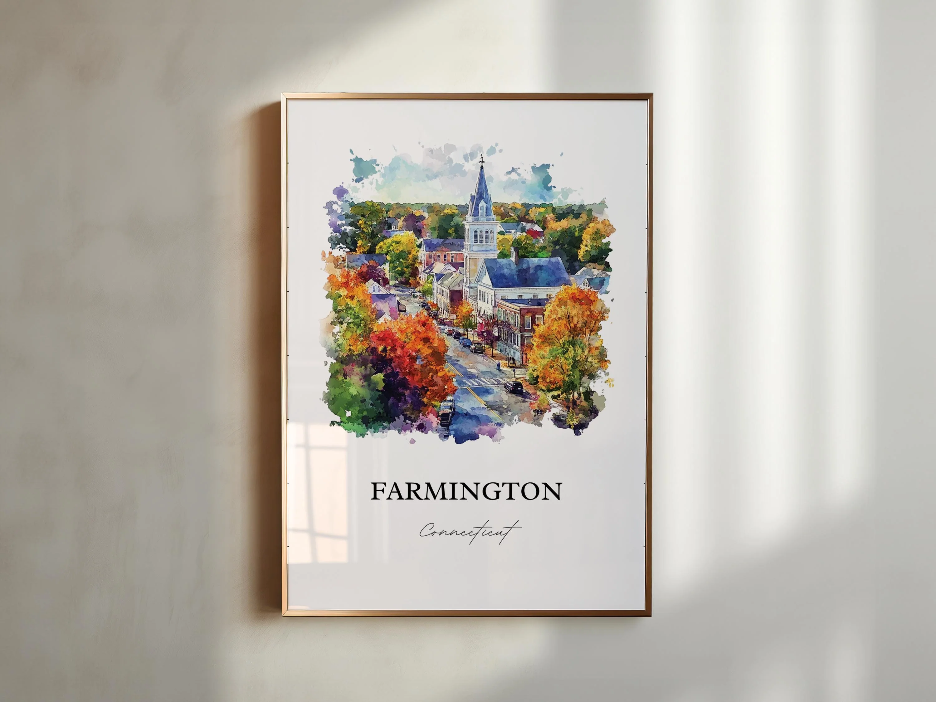 Farmington, Connecticut, Connecticut – Watercolor Art Print - Image 4