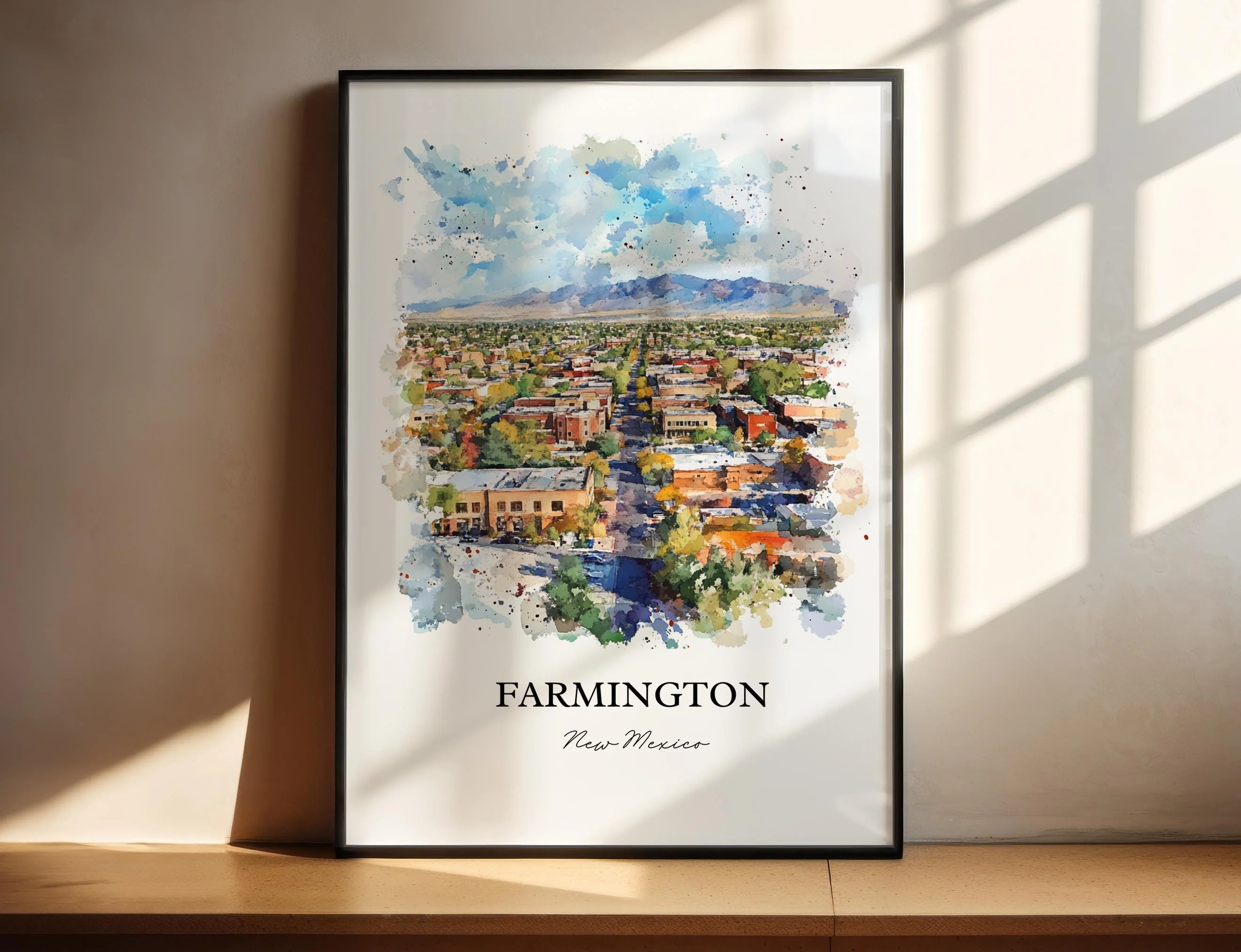 Farmington, New Mexico, USA – Watercolor Art Print