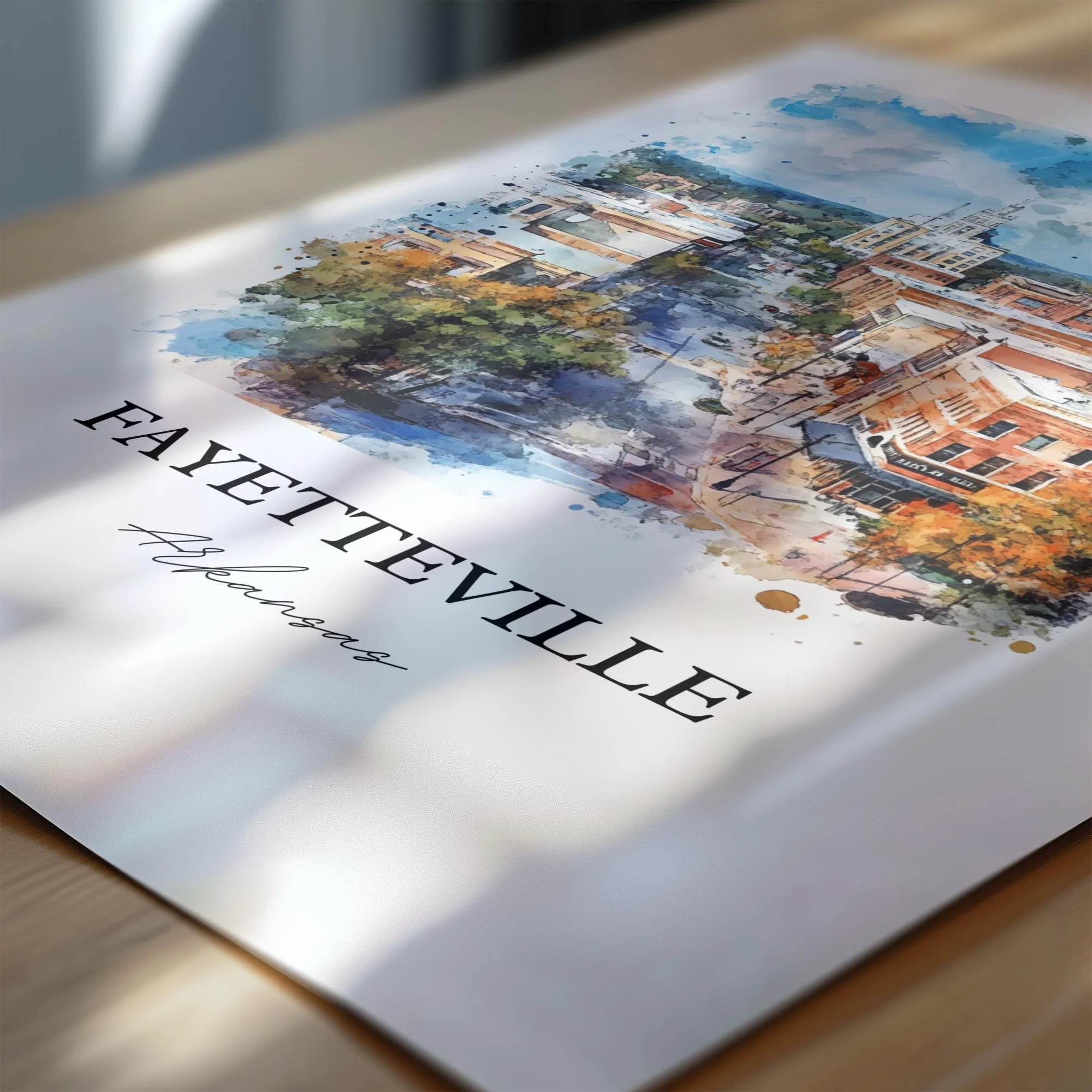 Fayetteville, Arkansas – Watercolor Art Print - Image 2