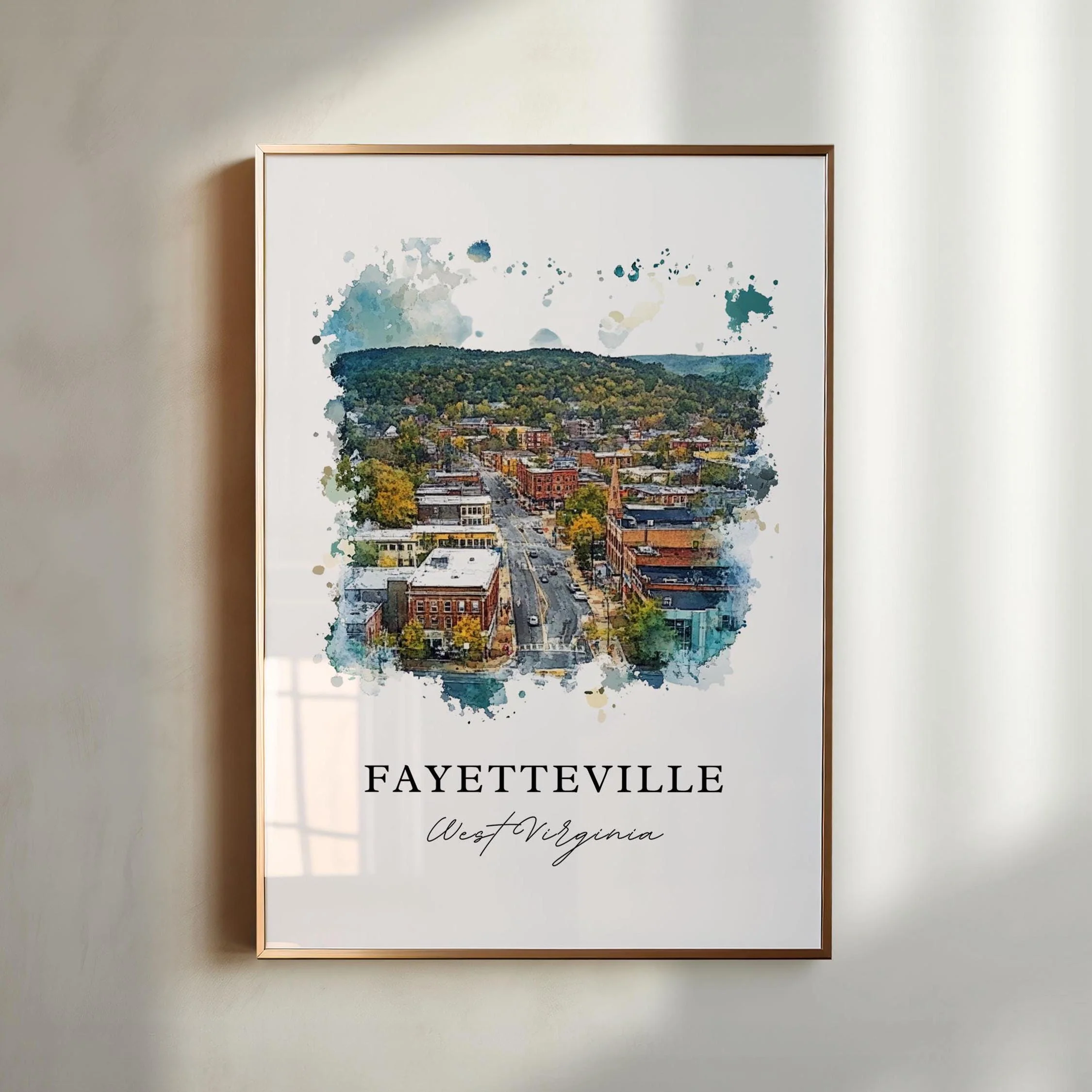 Fayetteville, WV, USA – Watercolor Art Print