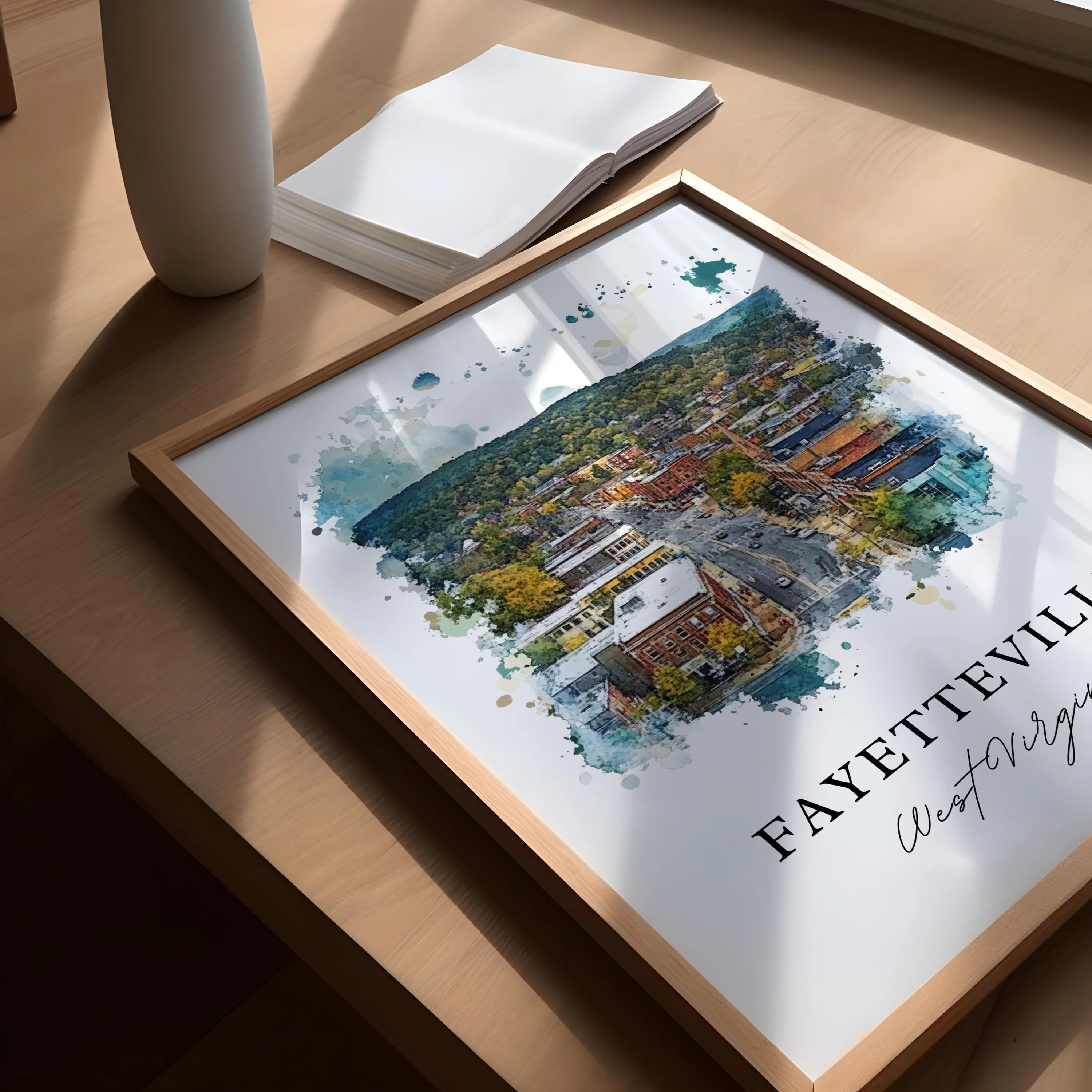 Fayetteville, WV, USA – Watercolor Art Print - Image 3