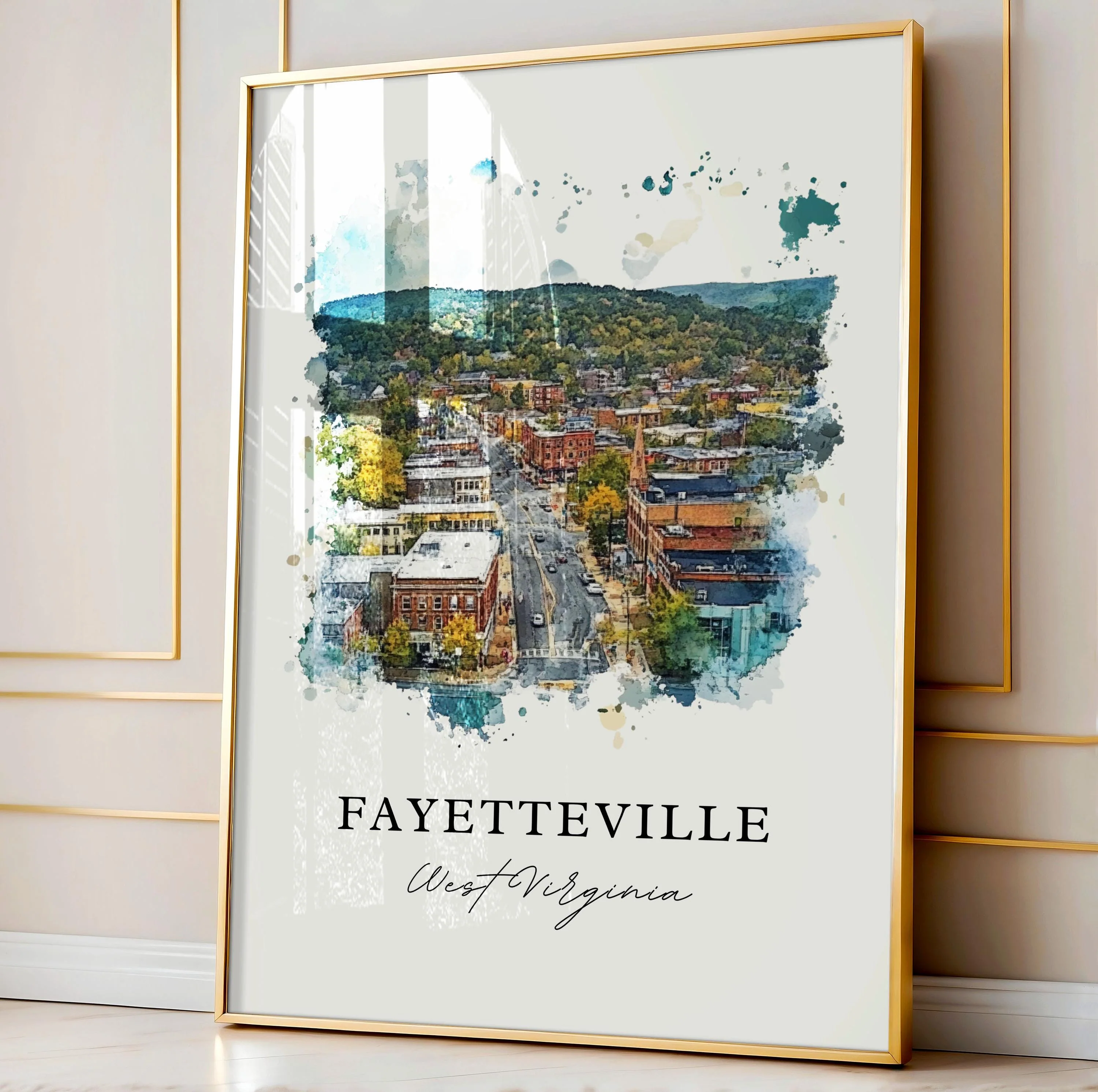 Fayetteville, WV, USA – Watercolor Art Print - Image 4