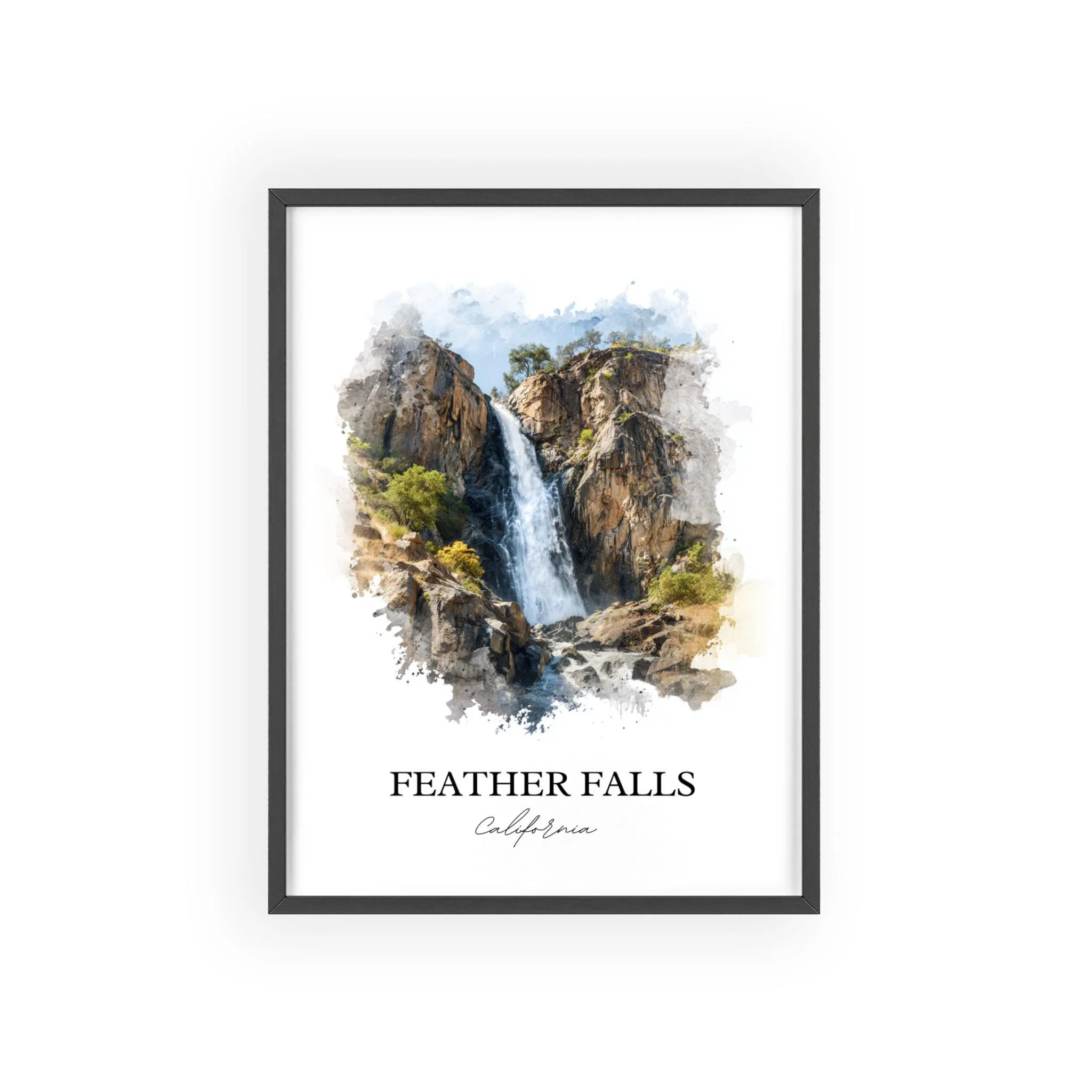 Feather Falls, California, USA – Watercolor Art Print - Image 7