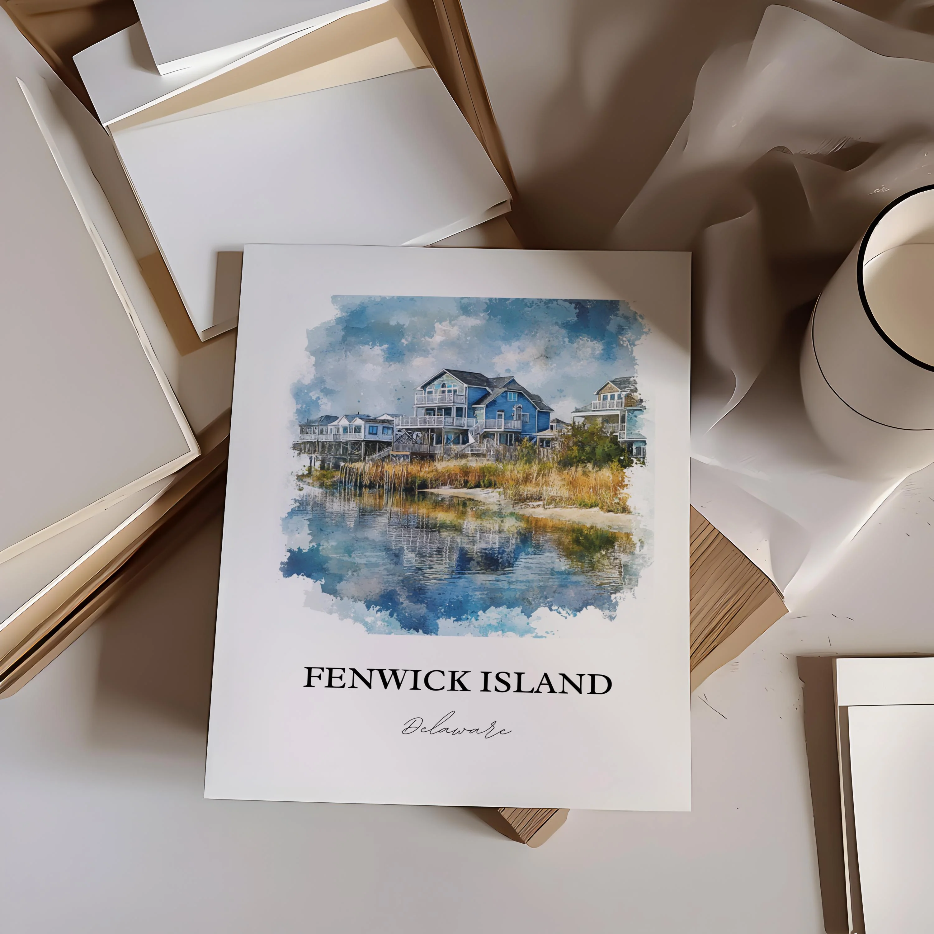 Fenwick Island, DE, USA – Watercolor Art Print - Image 5