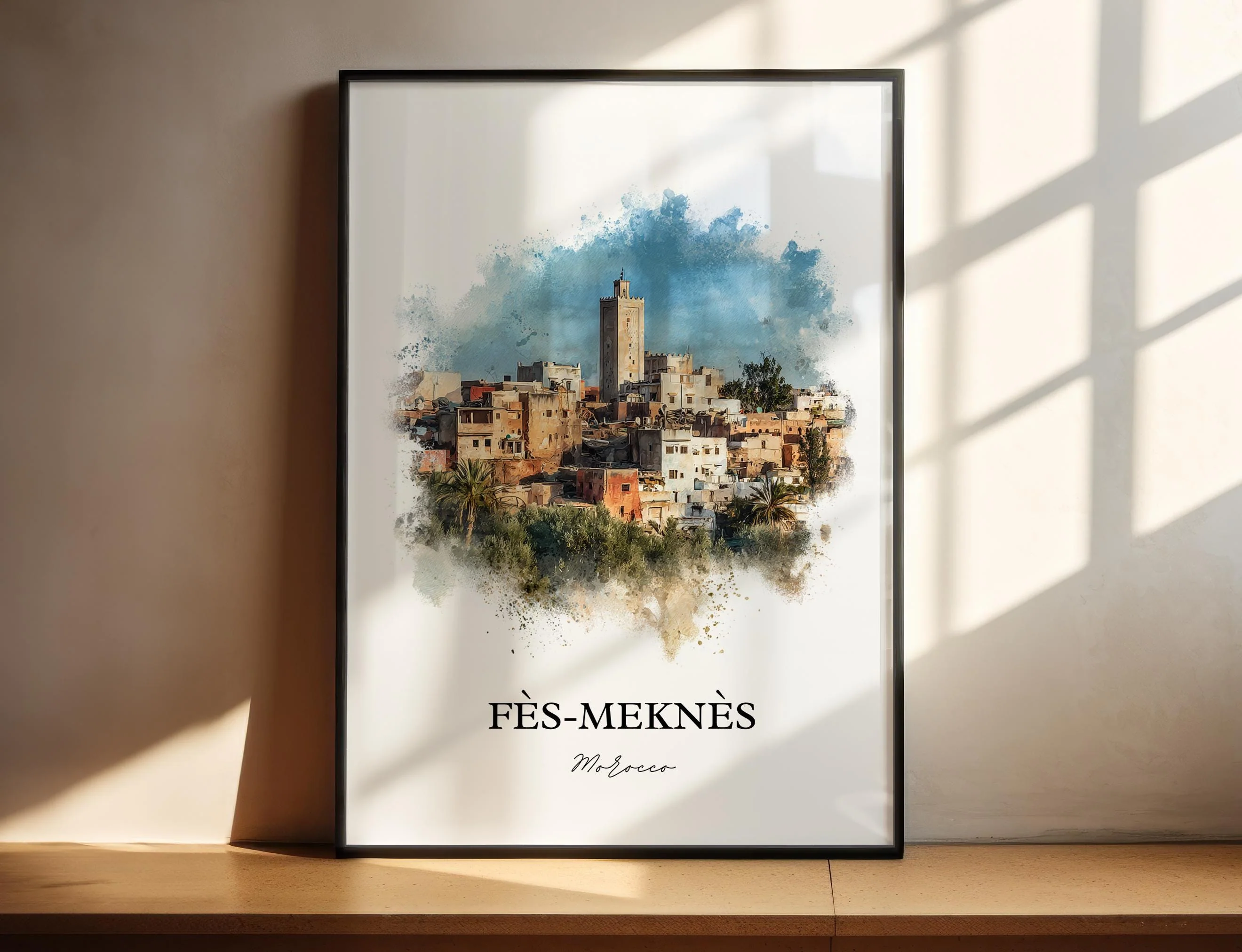 Fès-Meknès, Morocco – Watercolor Art Print
