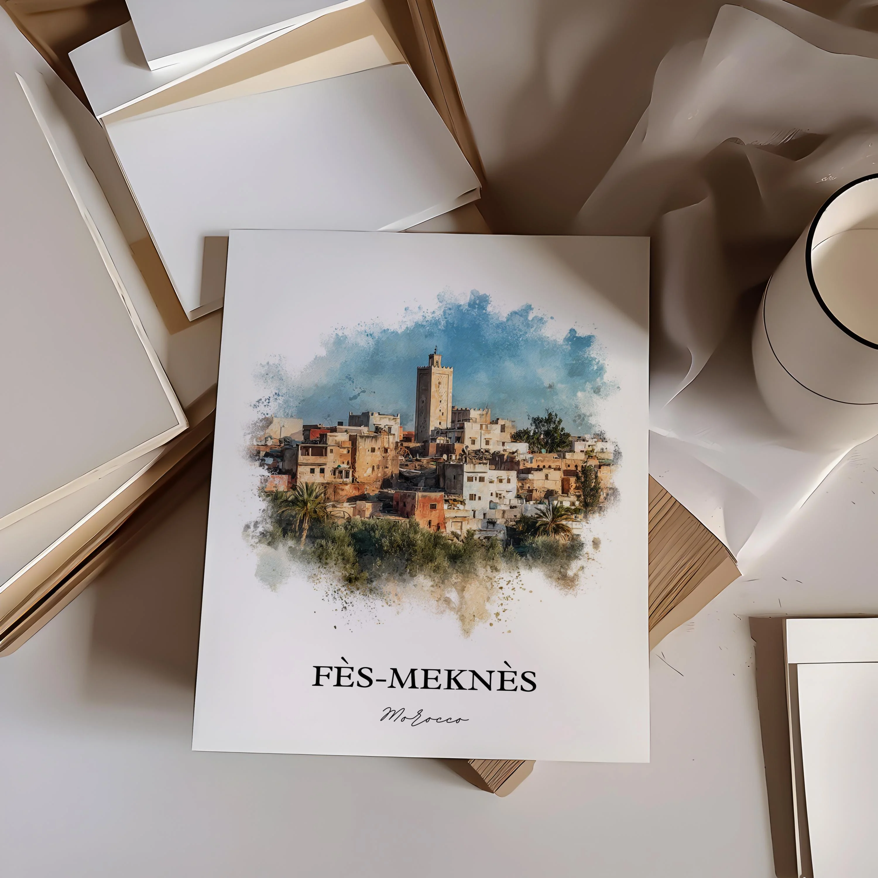 Fès-Meknès, Morocco – Watercolor Art Print - Image 3