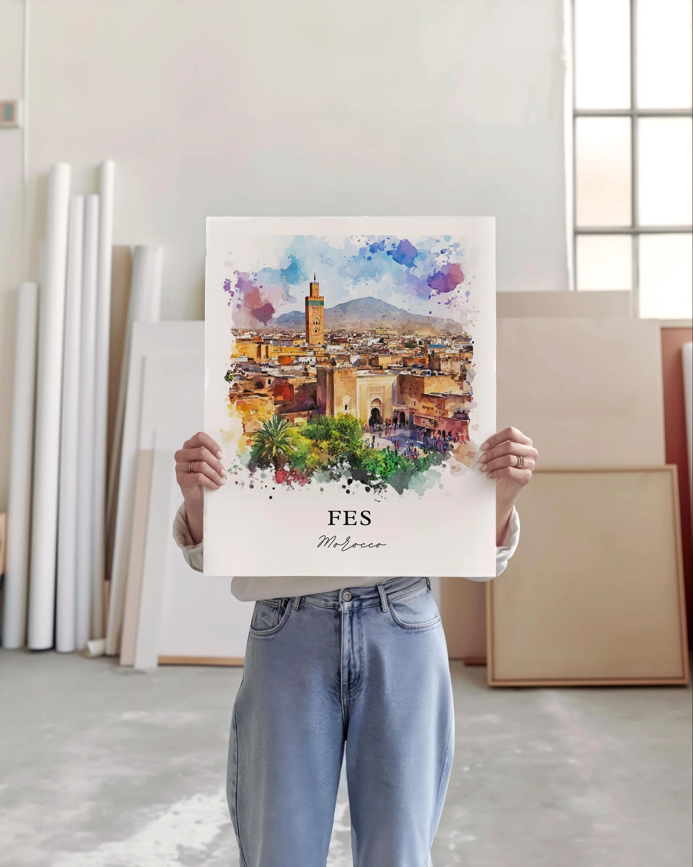 Fes, Morocco – Watercolor Art Print - Image 3