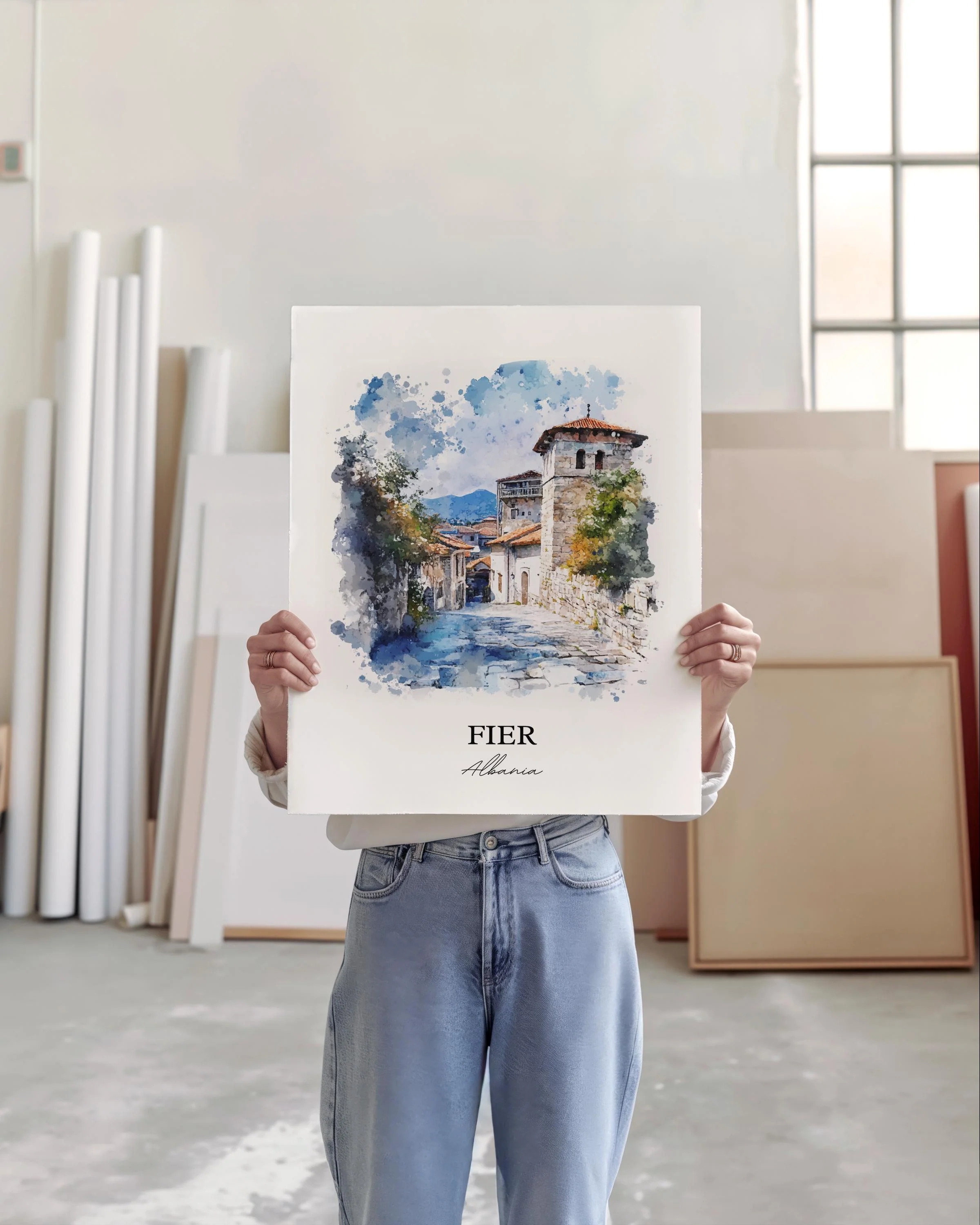Fier, Albania – Watercolor Art Print - Image 3