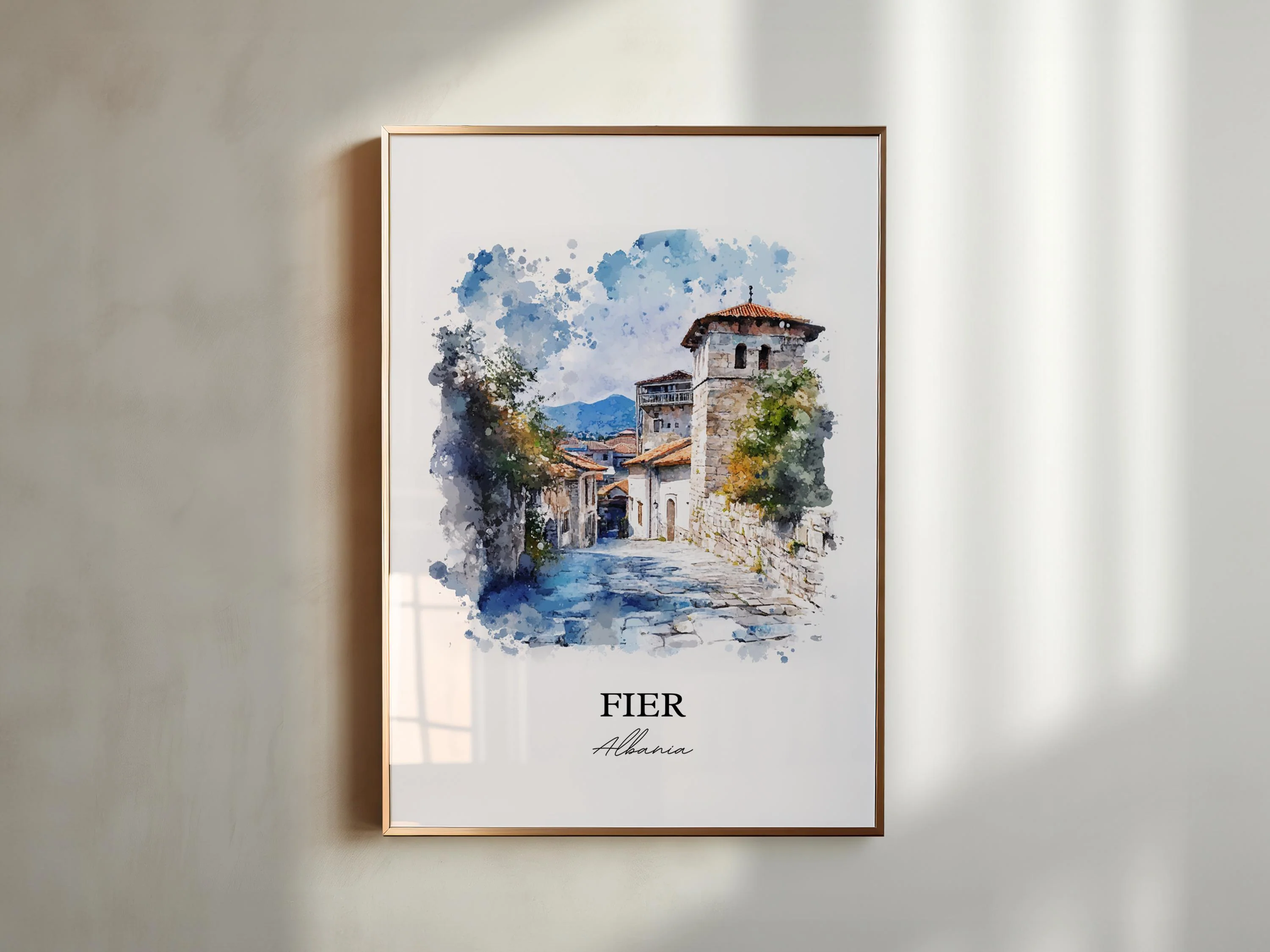 Fier, Albania – Watercolor Art Print - Image 4