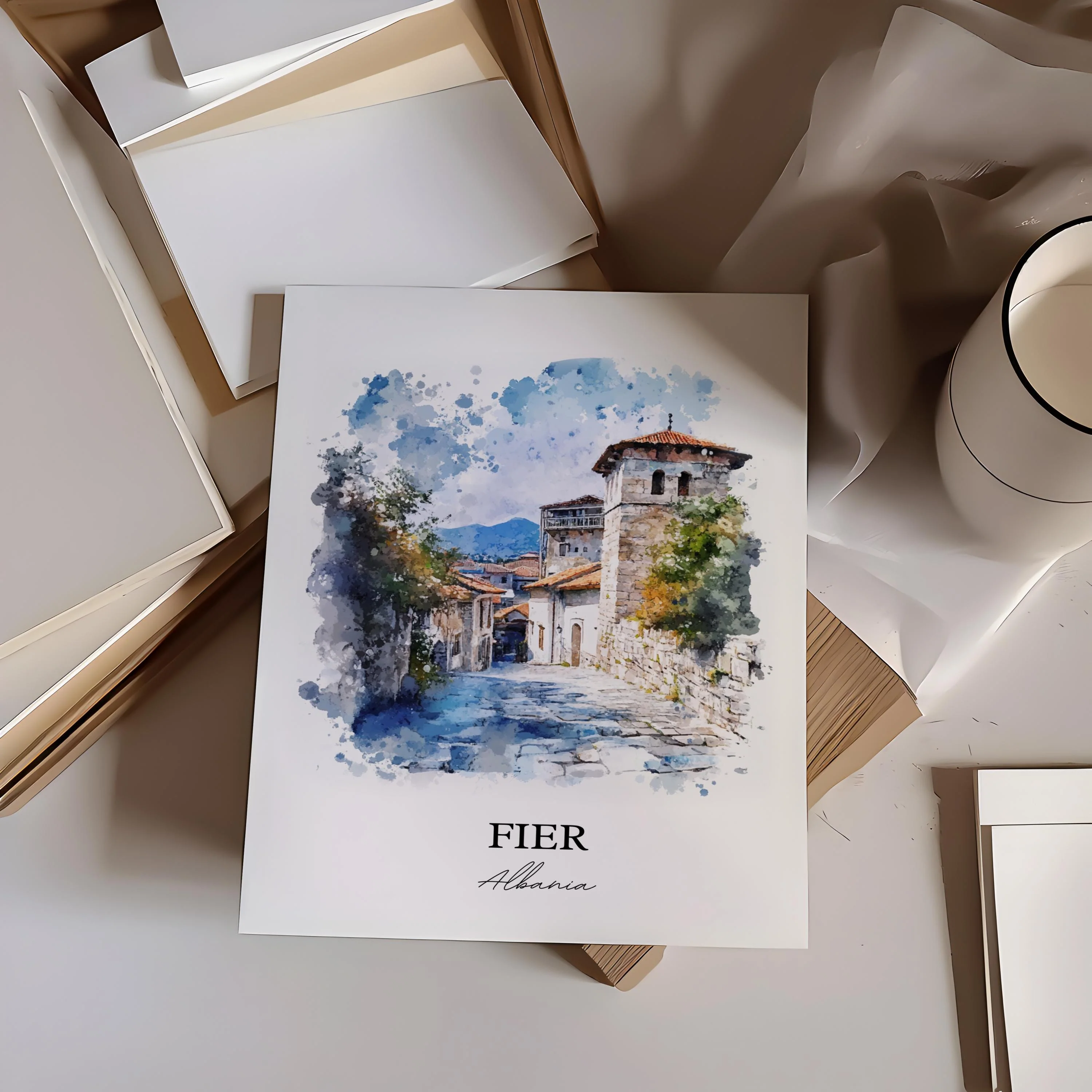 Fier, Albania – Watercolor Art Print - Image 6