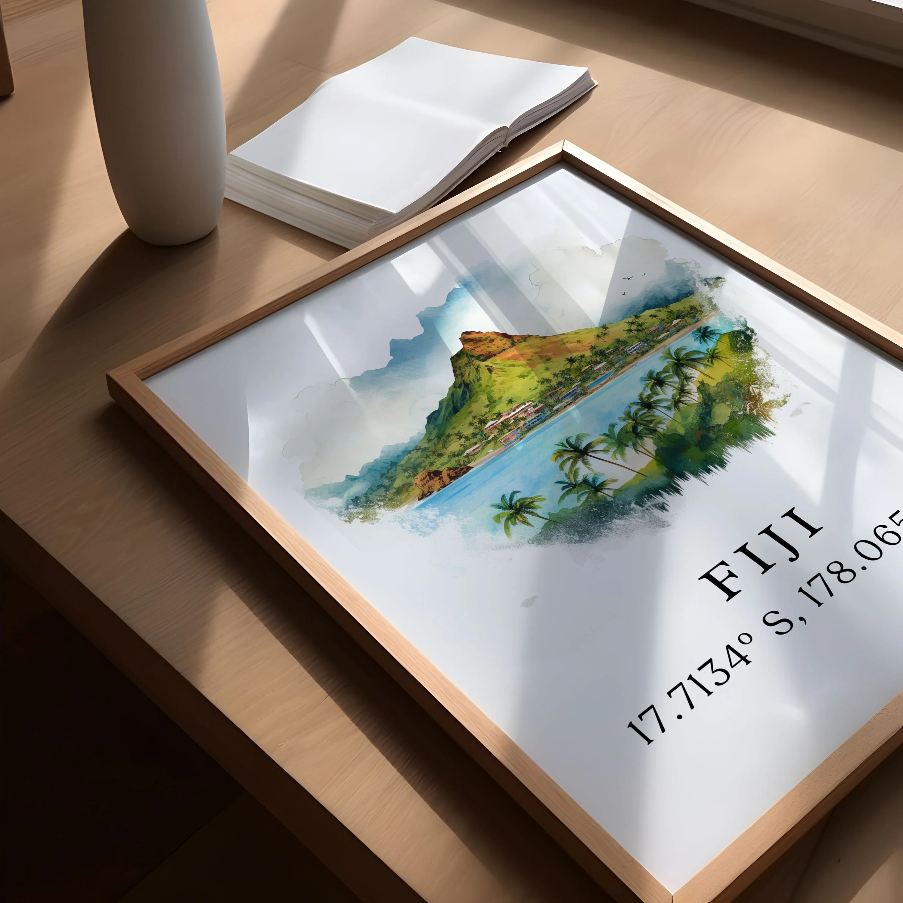 Fiji, Fiji – Watercolor Art Print - Image 3