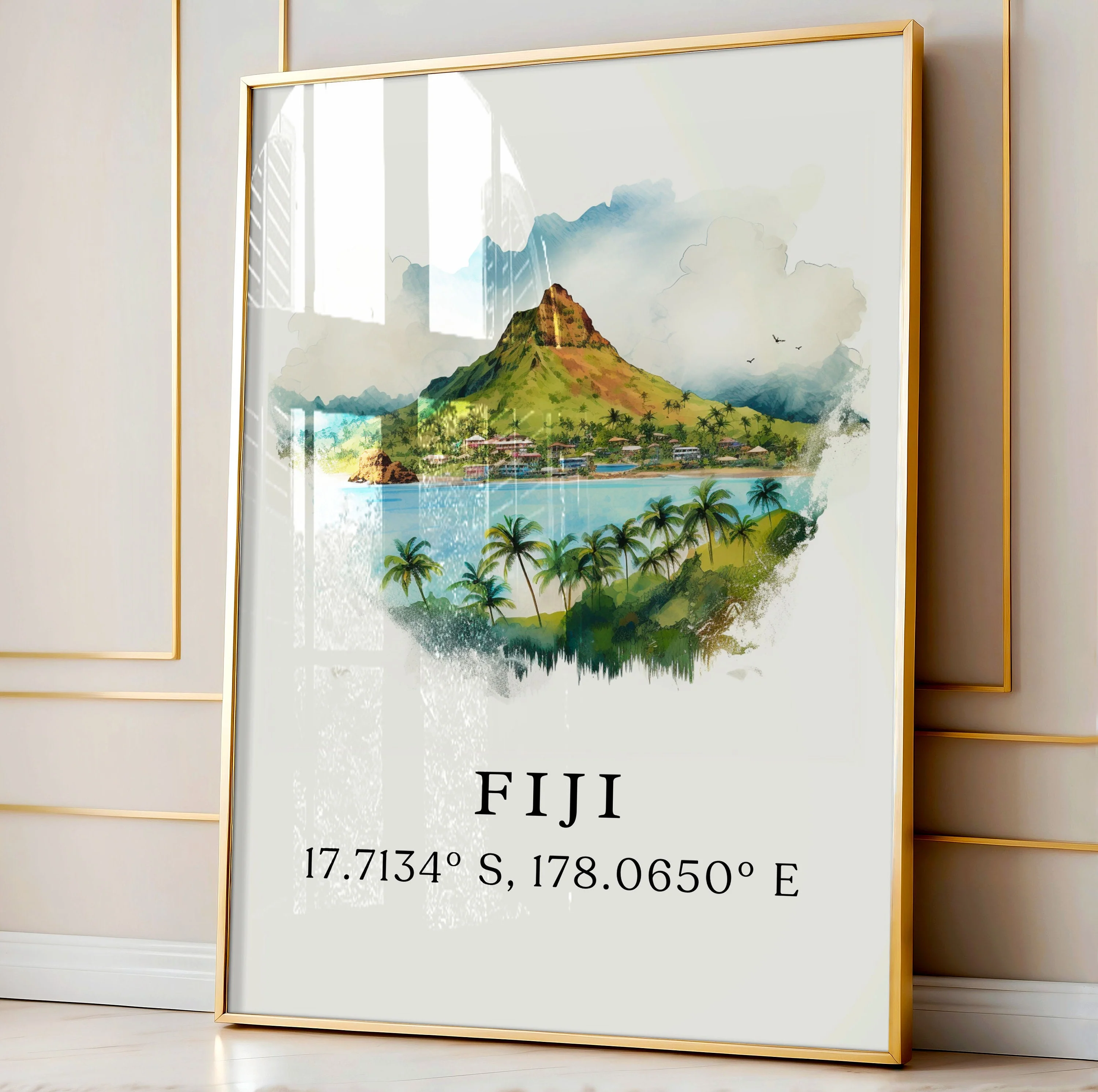 Fiji, Fiji – Watercolor Art Print - Image 4