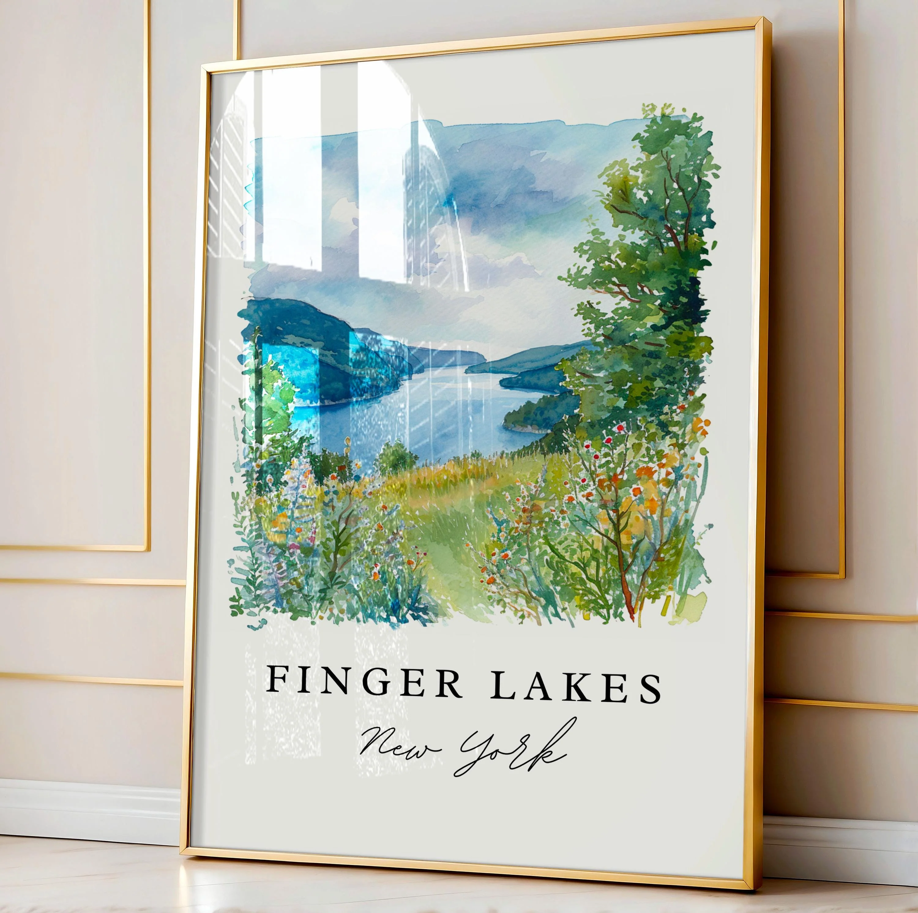 Finger Lakes, NY, USA – Watercolor Art Print - Image 4