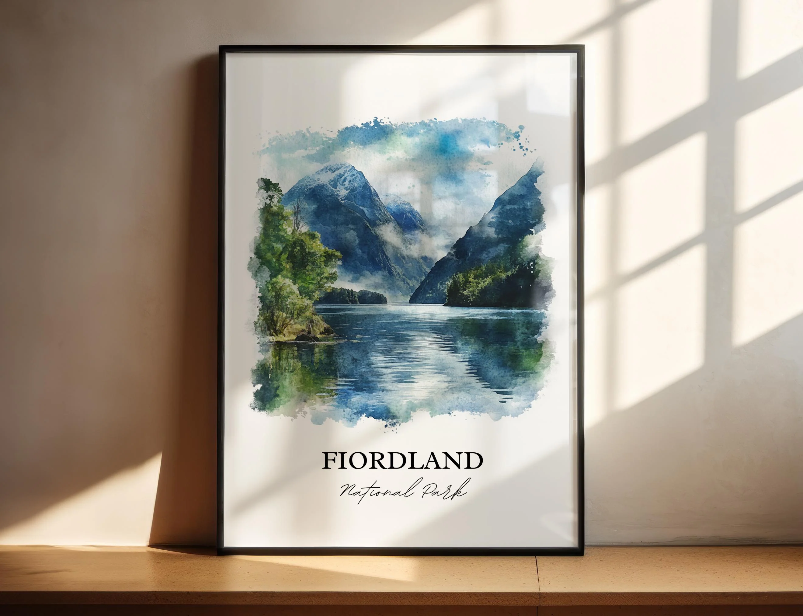 Fiordland National Park, New Zealand – Watercolor Art Print