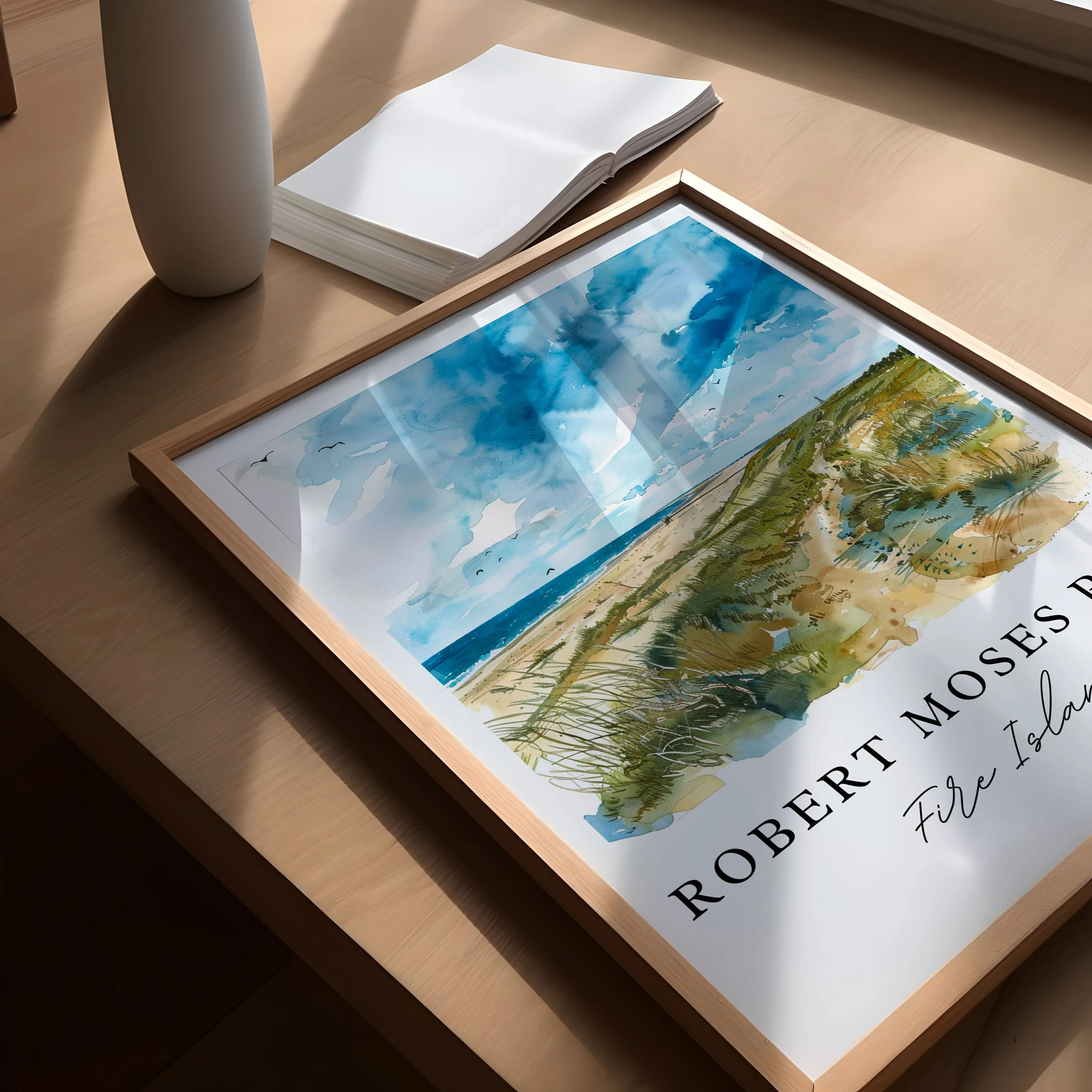 Fire Island, USA – Watercolor Art Print of Robert Moses Park - Image 3