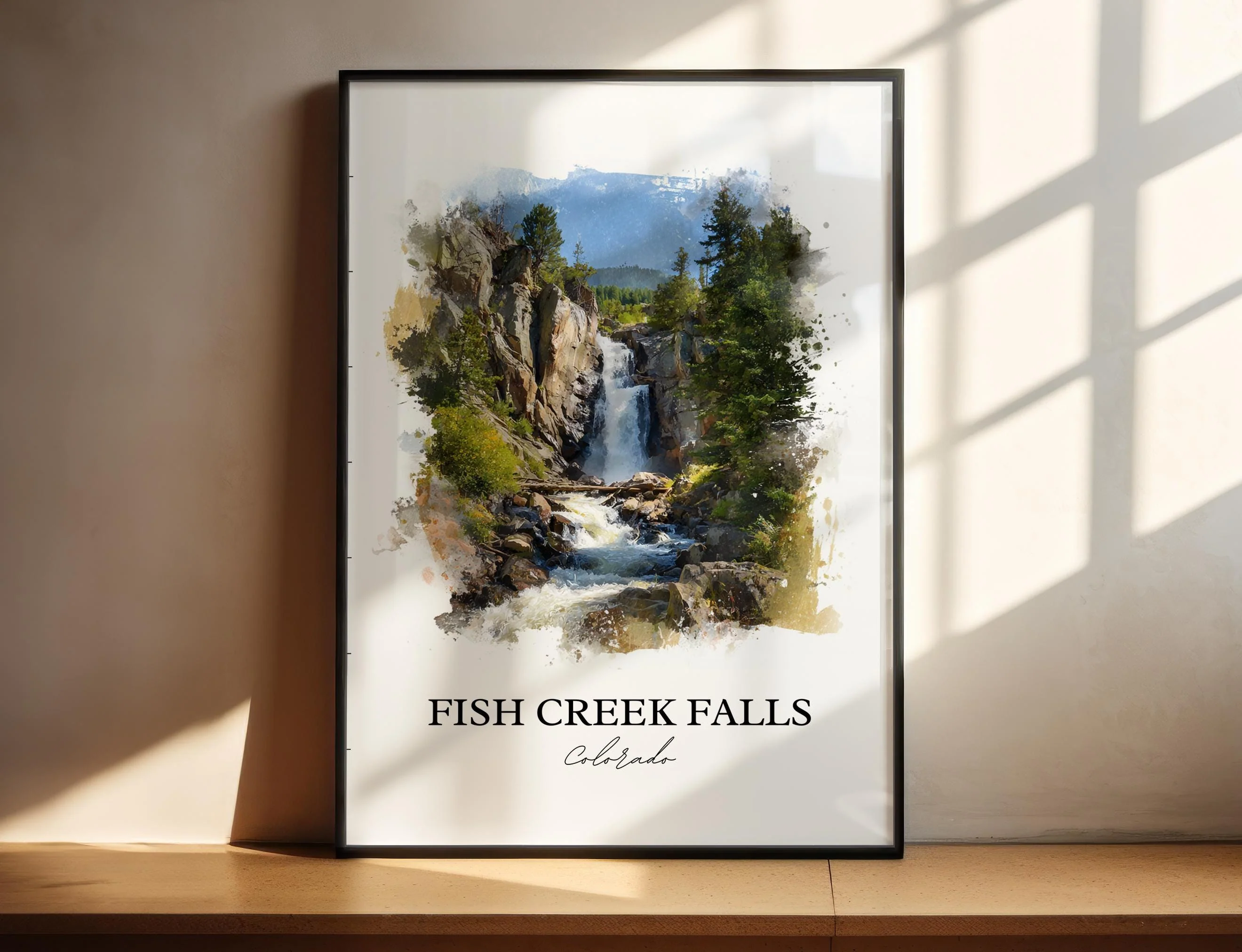 Fish Creek Falls, Colorado, USA – Watercolor Art Print