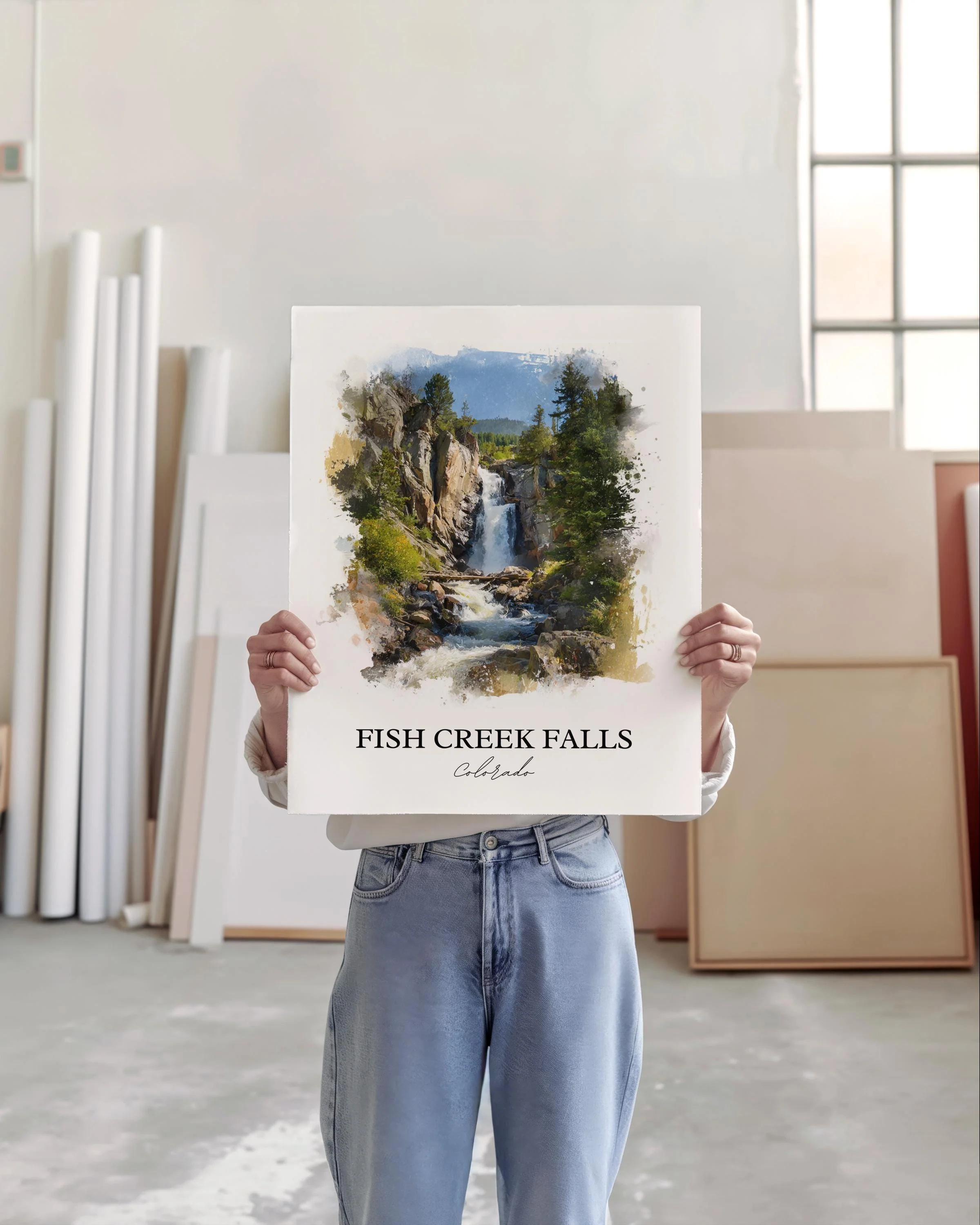Fish Creek Falls, Colorado, USA – Watercolor Art Print - Image 3