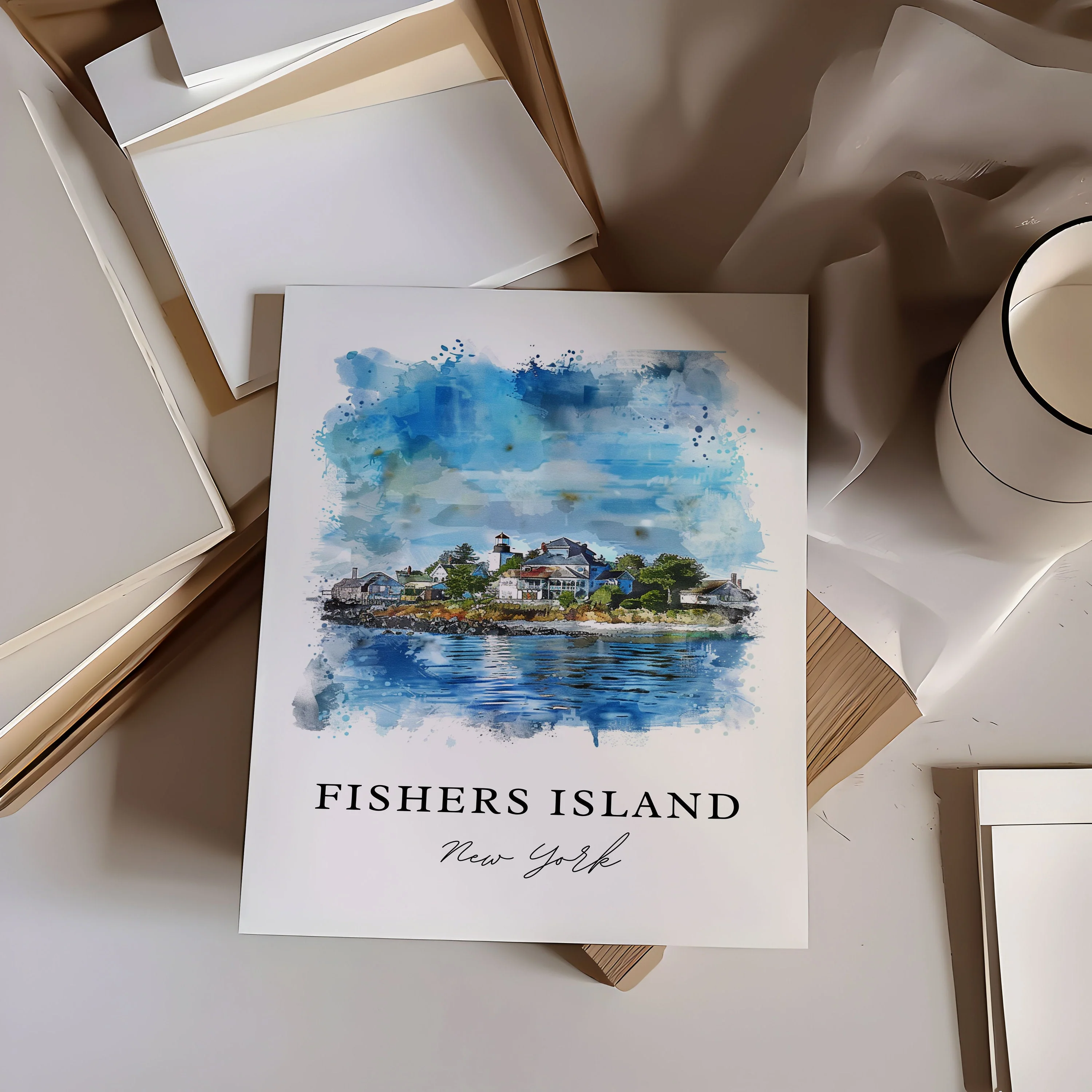 Fishers Island, NY, USA – Watercolor Art Print - Image 2