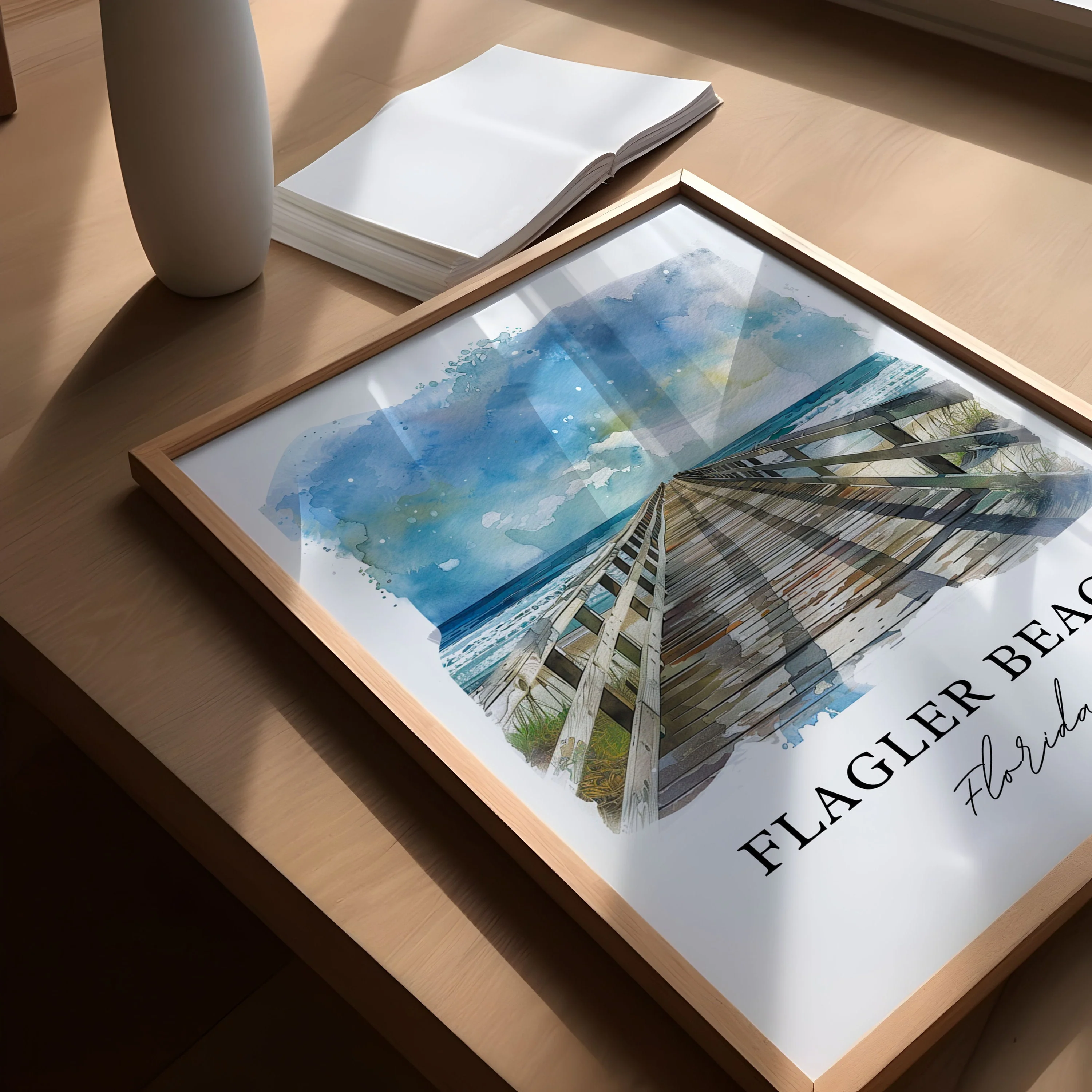 Flagler Beach, USA – Watercolor Art Print - Image 3