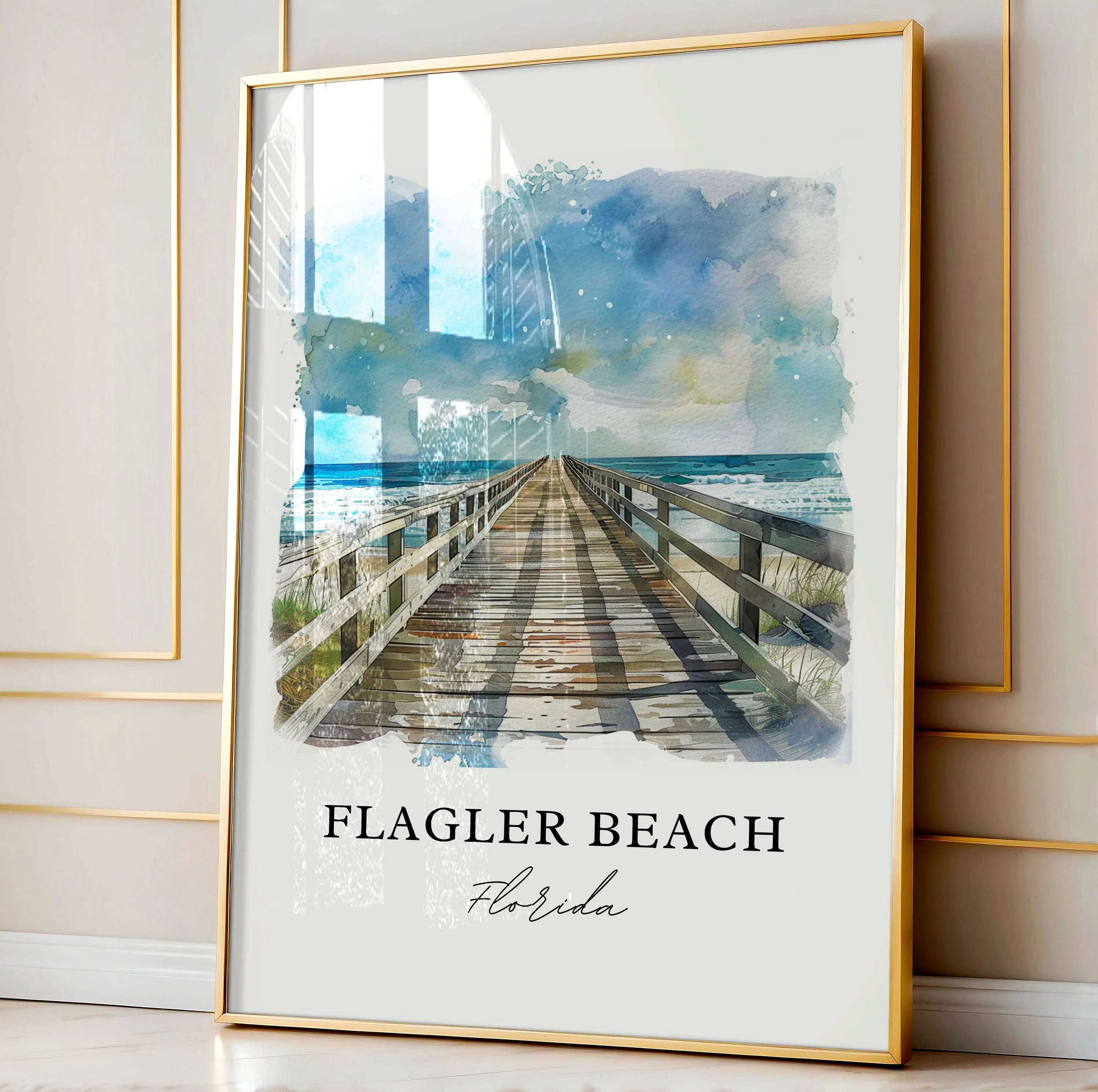 Flagler Beach, USA – Watercolor Art Print - Image 4