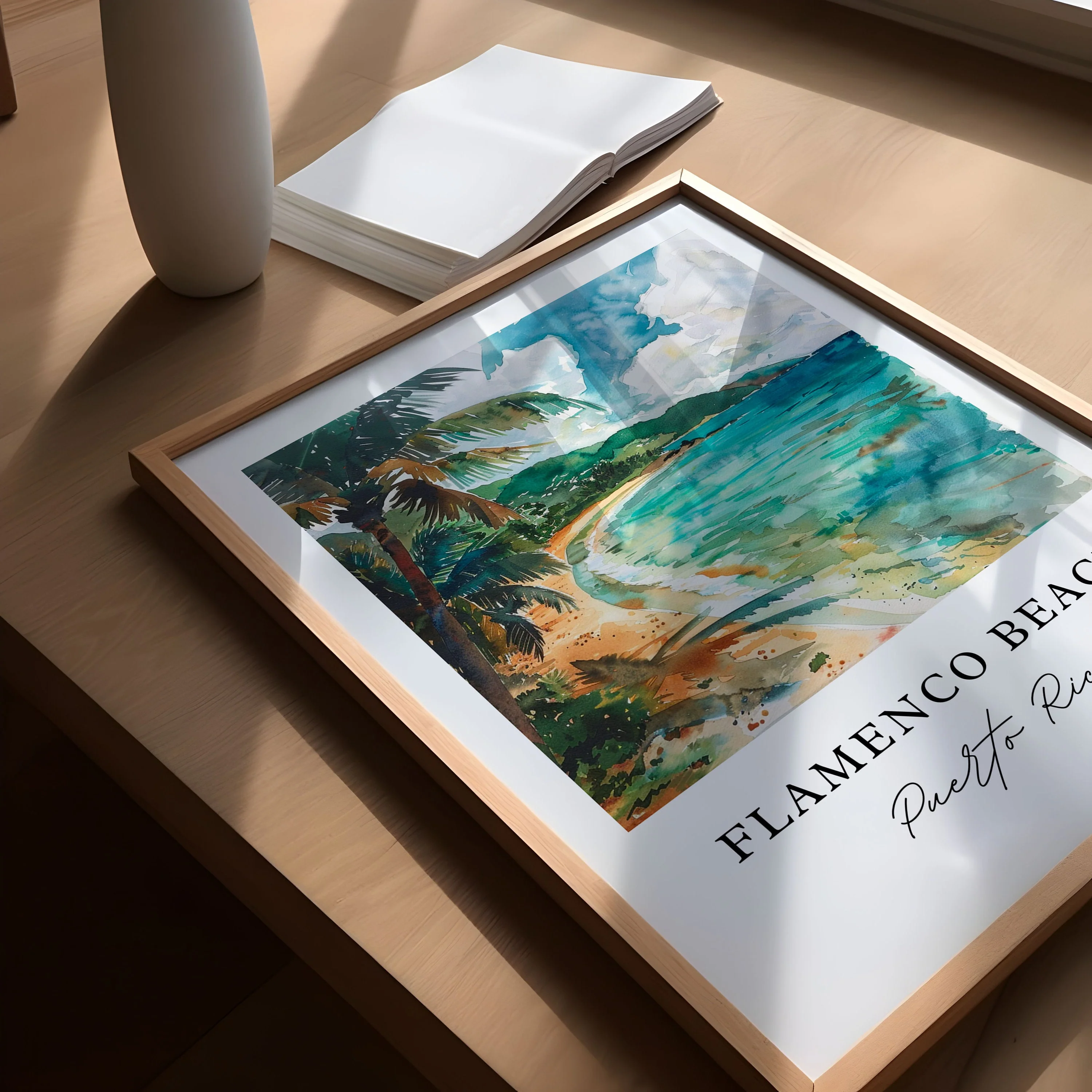Flamenco Beach, Puerto Rico – Watercolor Art Print - Image 3