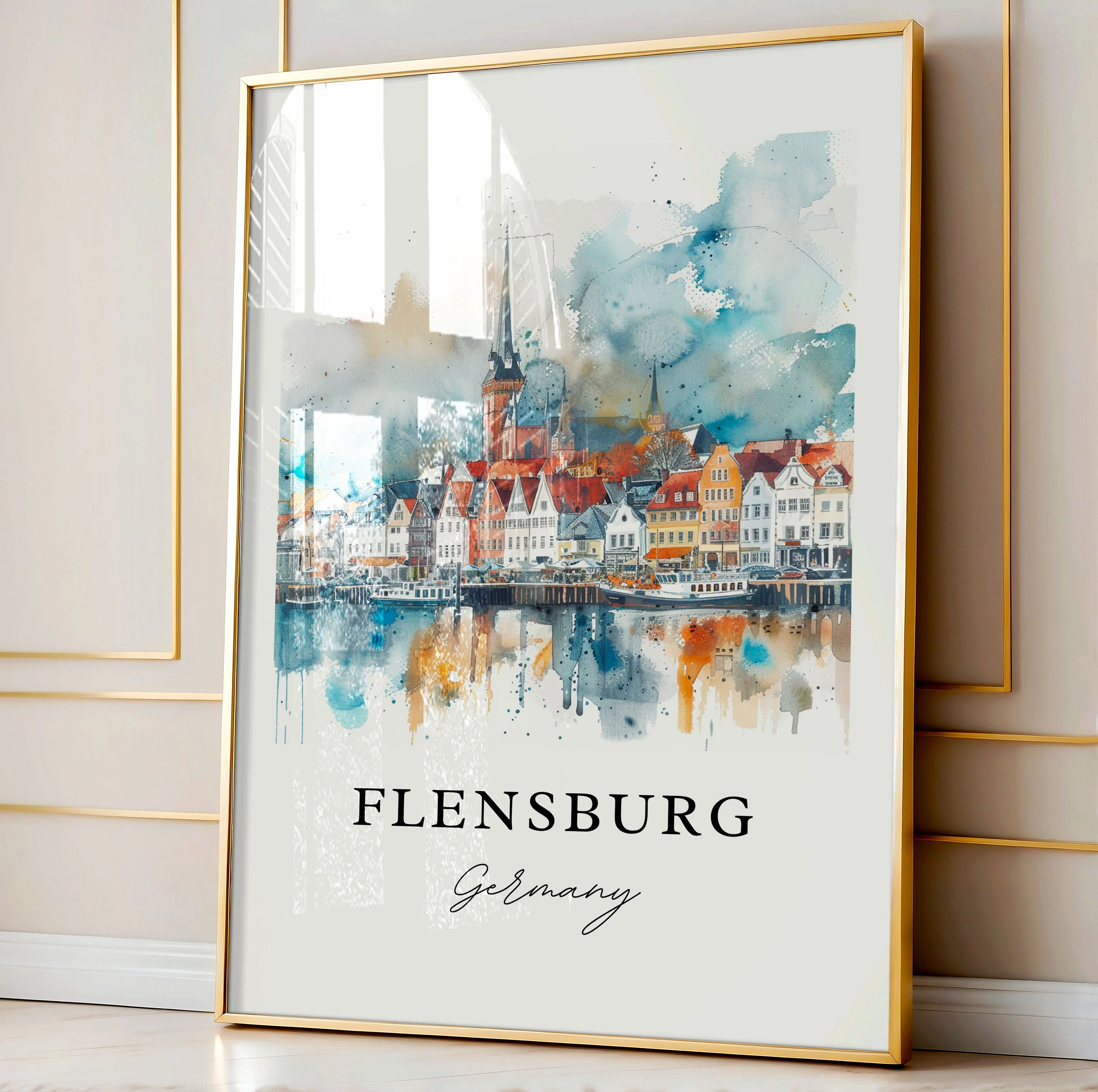 Flensburg, Germany – Watercolor Art Print - Image 5