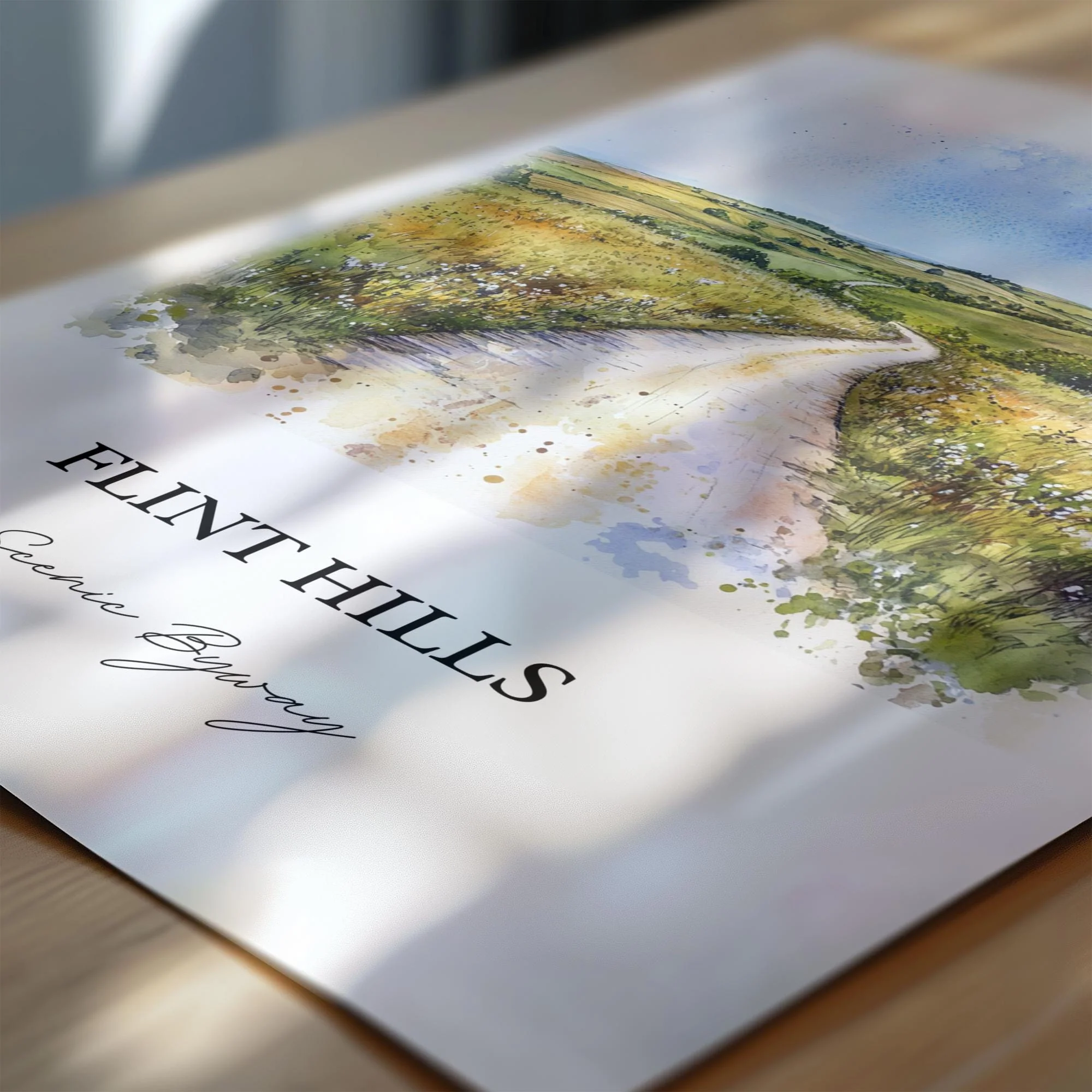 Flint Hills, Kansas, USA – Watercolor Art Print - Image 2