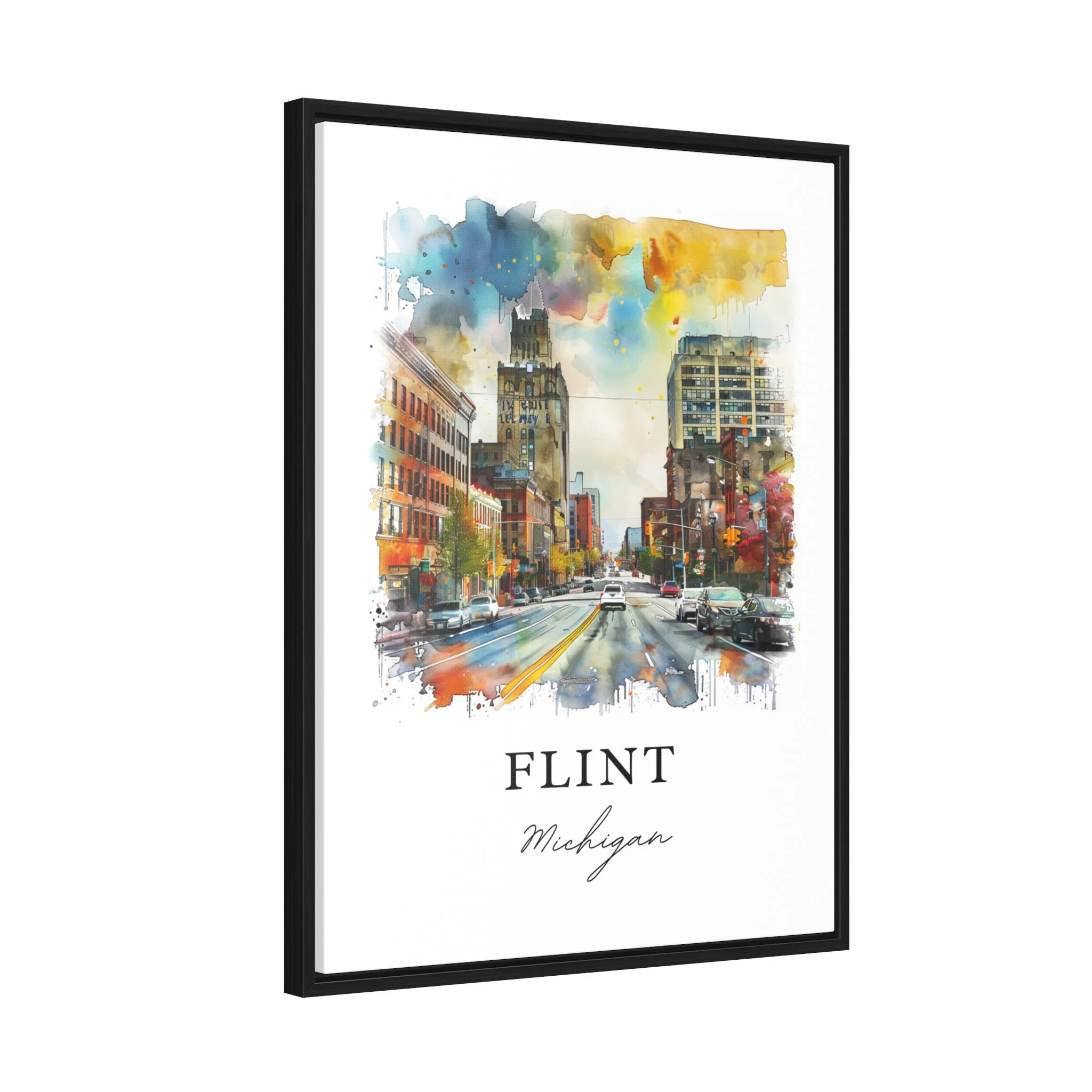 Flint, Michigan, USA – Watercolor Art Print - Image 7
