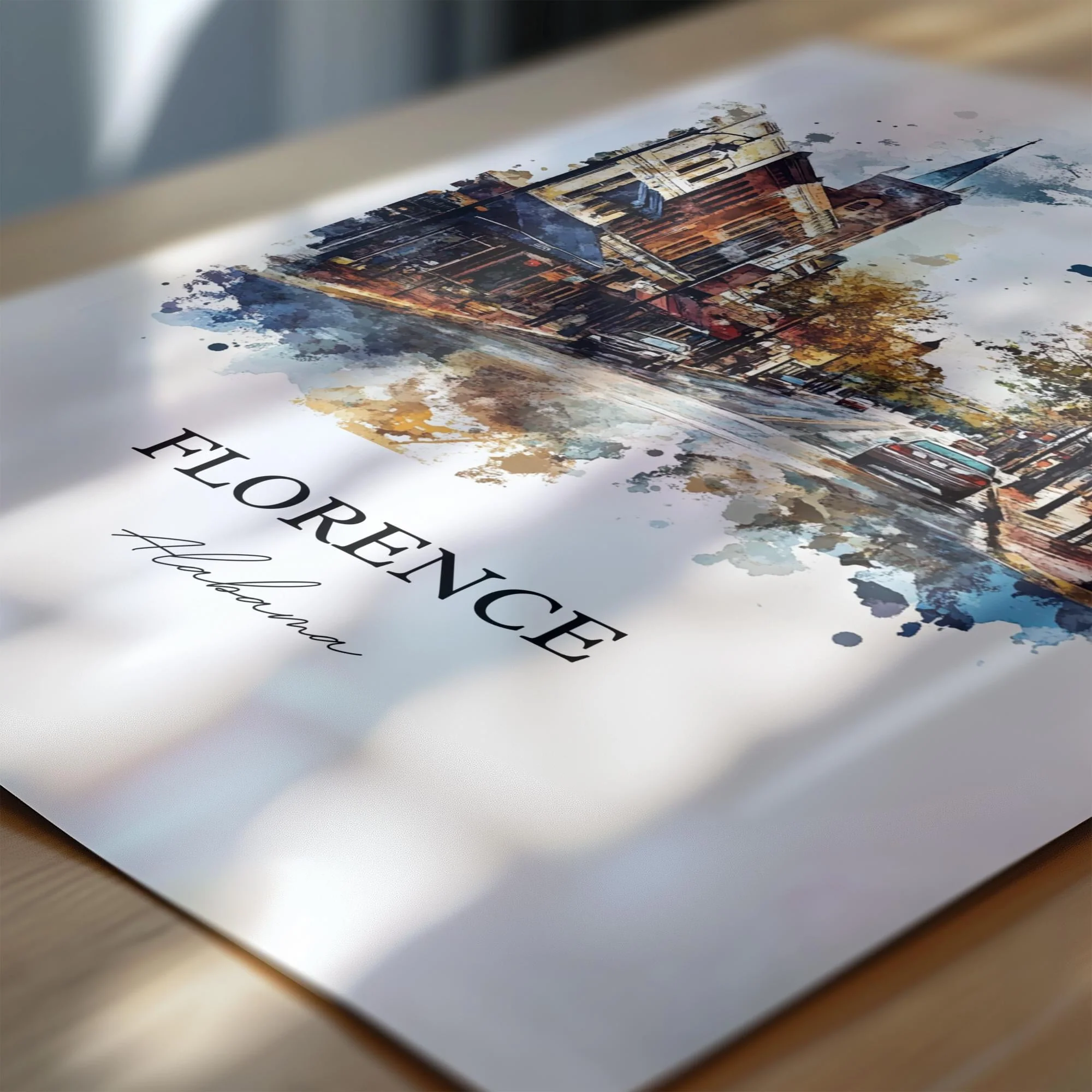 Florence, Alabama Watercolor Art Print - Image 2