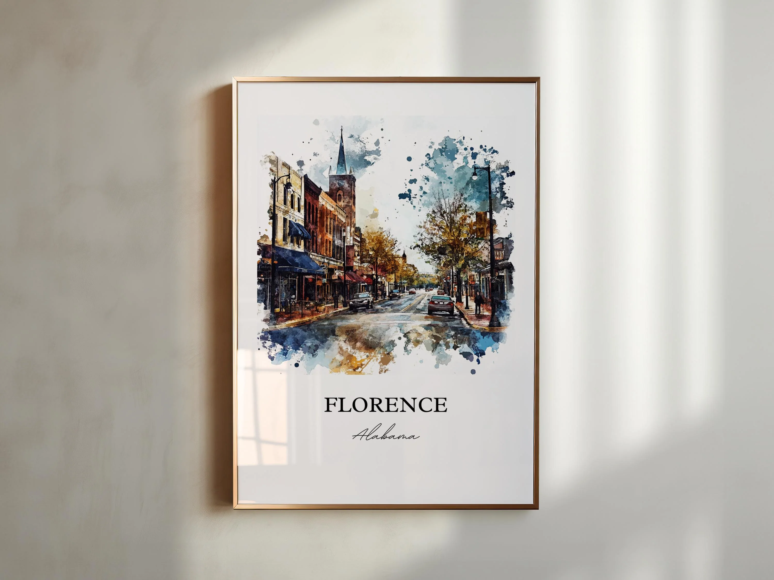 Florence, Alabama Watercolor Art Print - Image 5