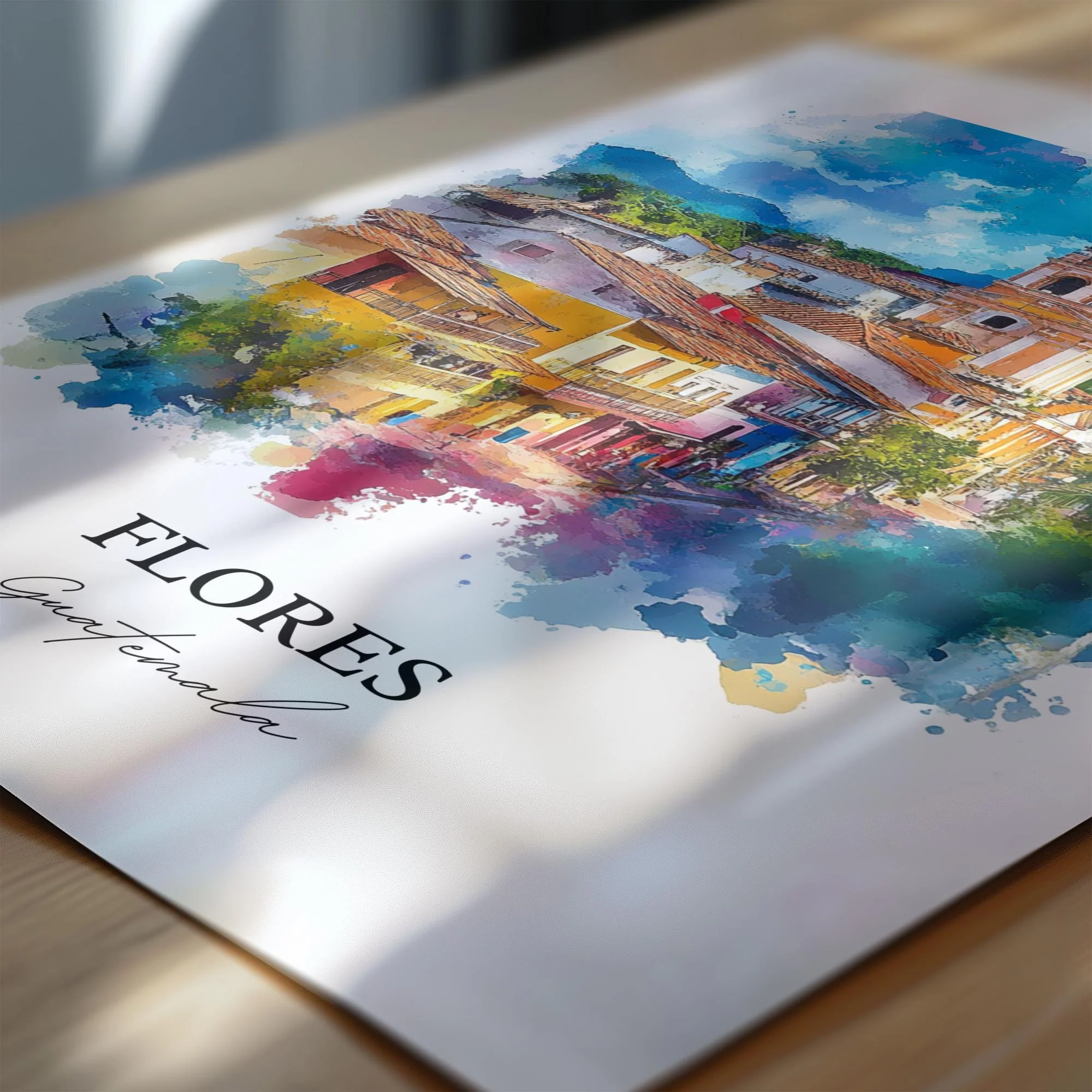 Flores, Guatemala – Watercolor Art Print Petén Region - Image 2