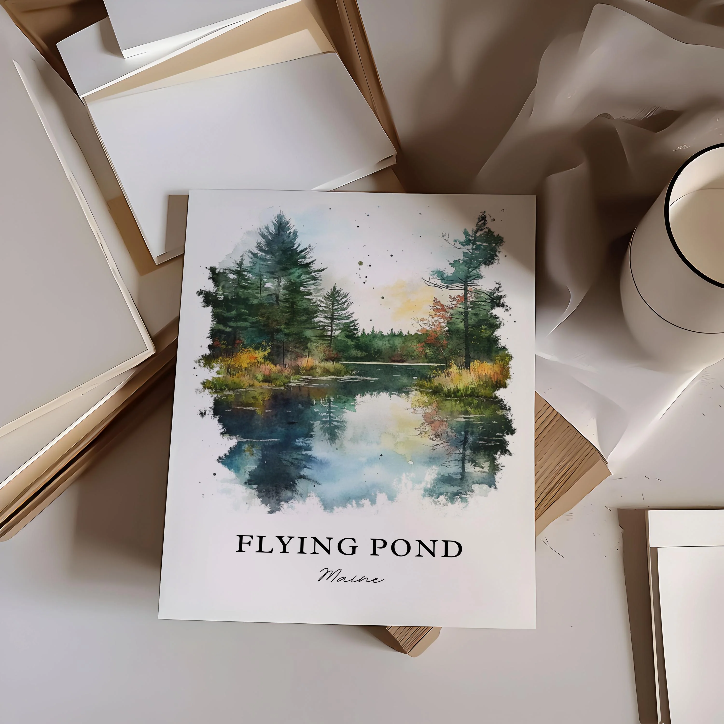 Flying Pond, Maine – Watercolor Art Print - Image 4