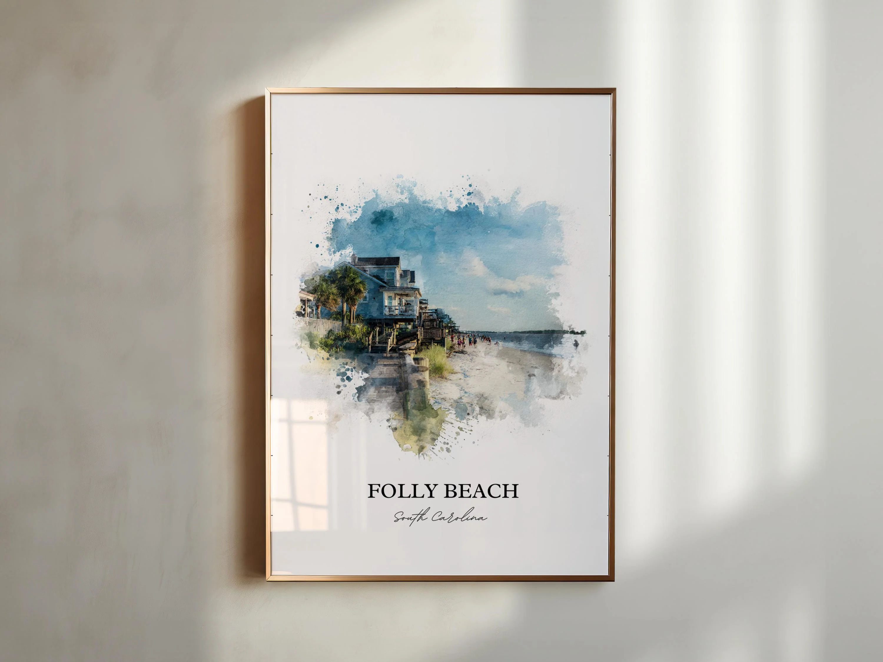 Folly Beach, SC – Watercolor Art Print - Image 4