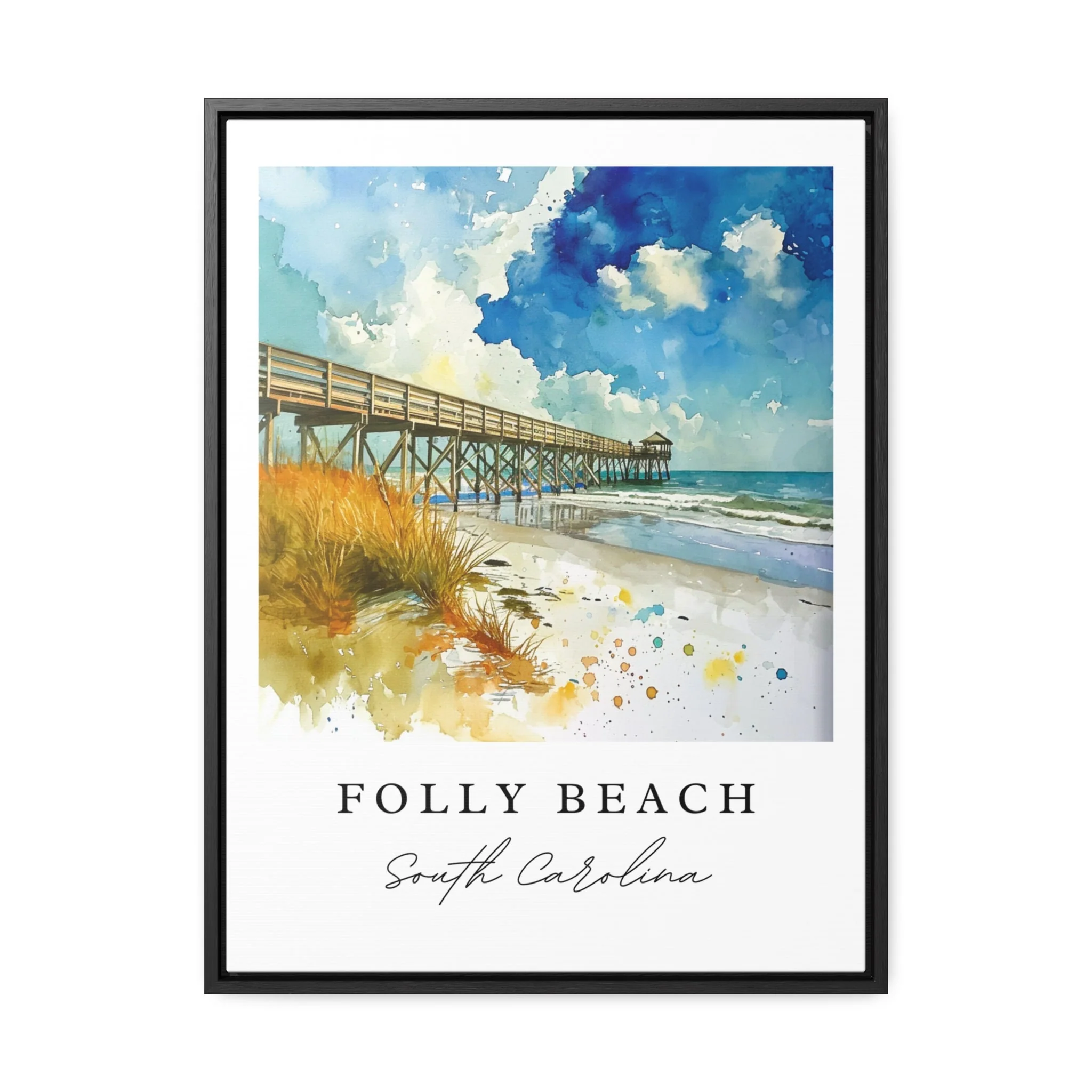 Folly Beach, South Carolina Watercolor Art Print - Image 2