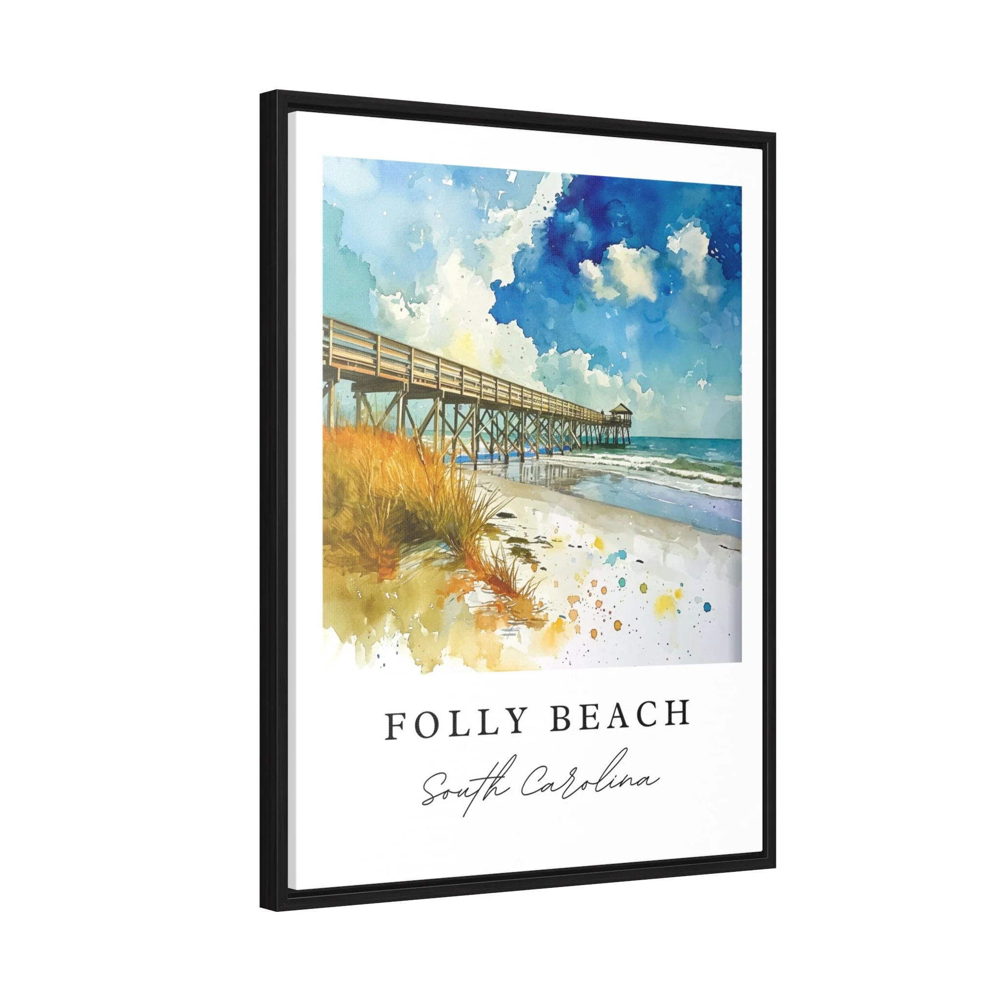 Folly Beach, South Carolina Watercolor Art Print - Image 3