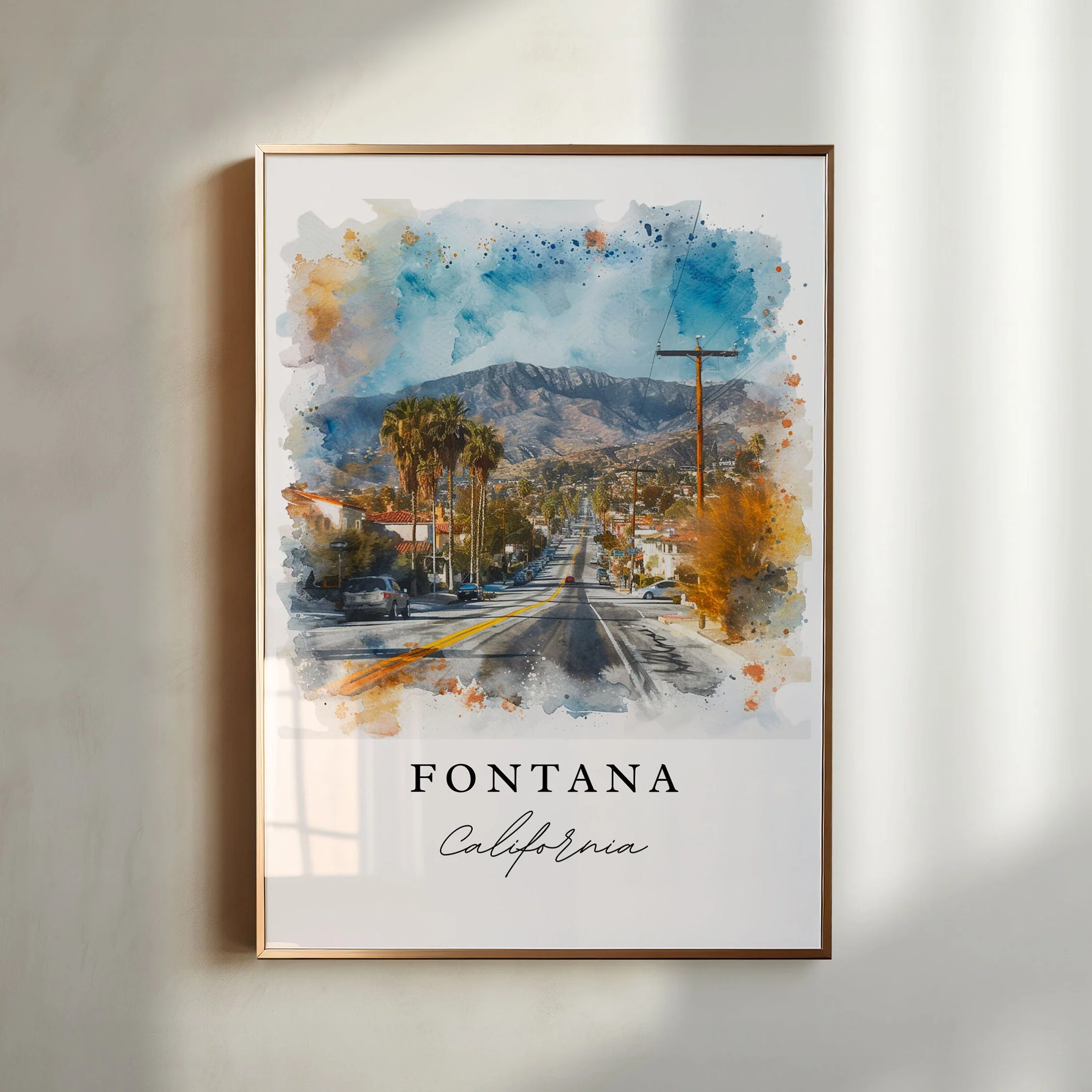 Fontana, California – Watercolor Art Print