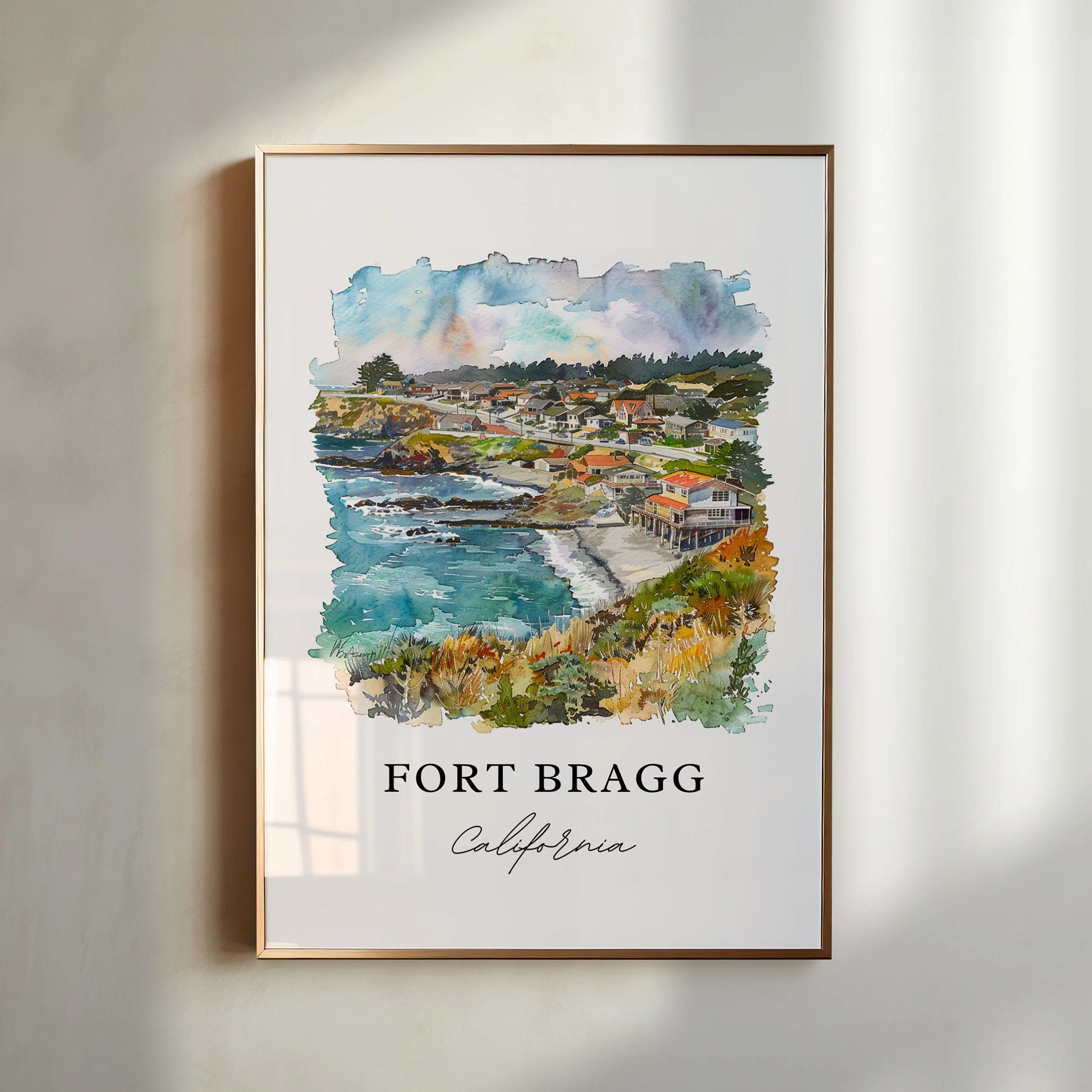 Fort Bragg, California – Watercolor Art Print