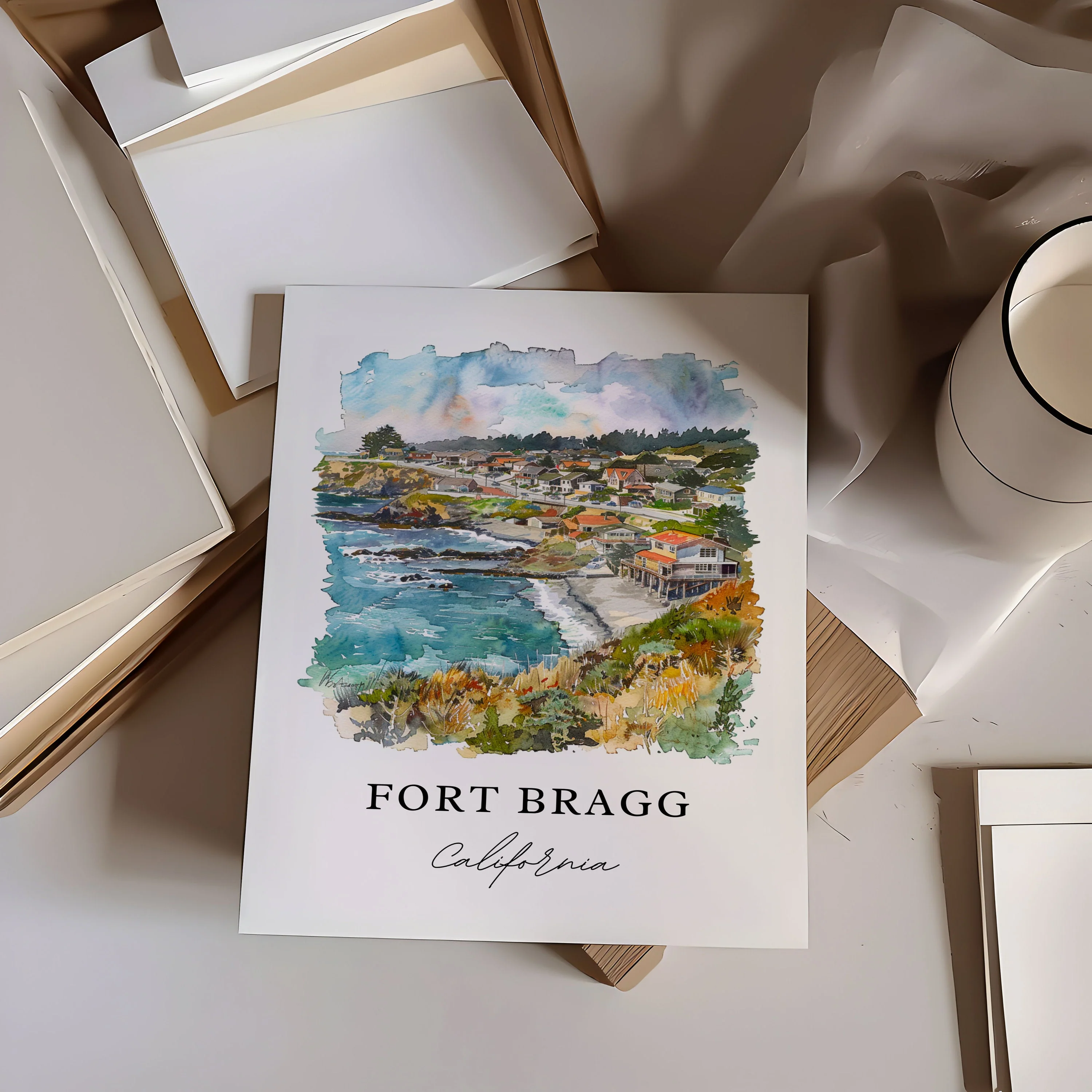 Fort Bragg, California – Watercolor Art Print - Image 2