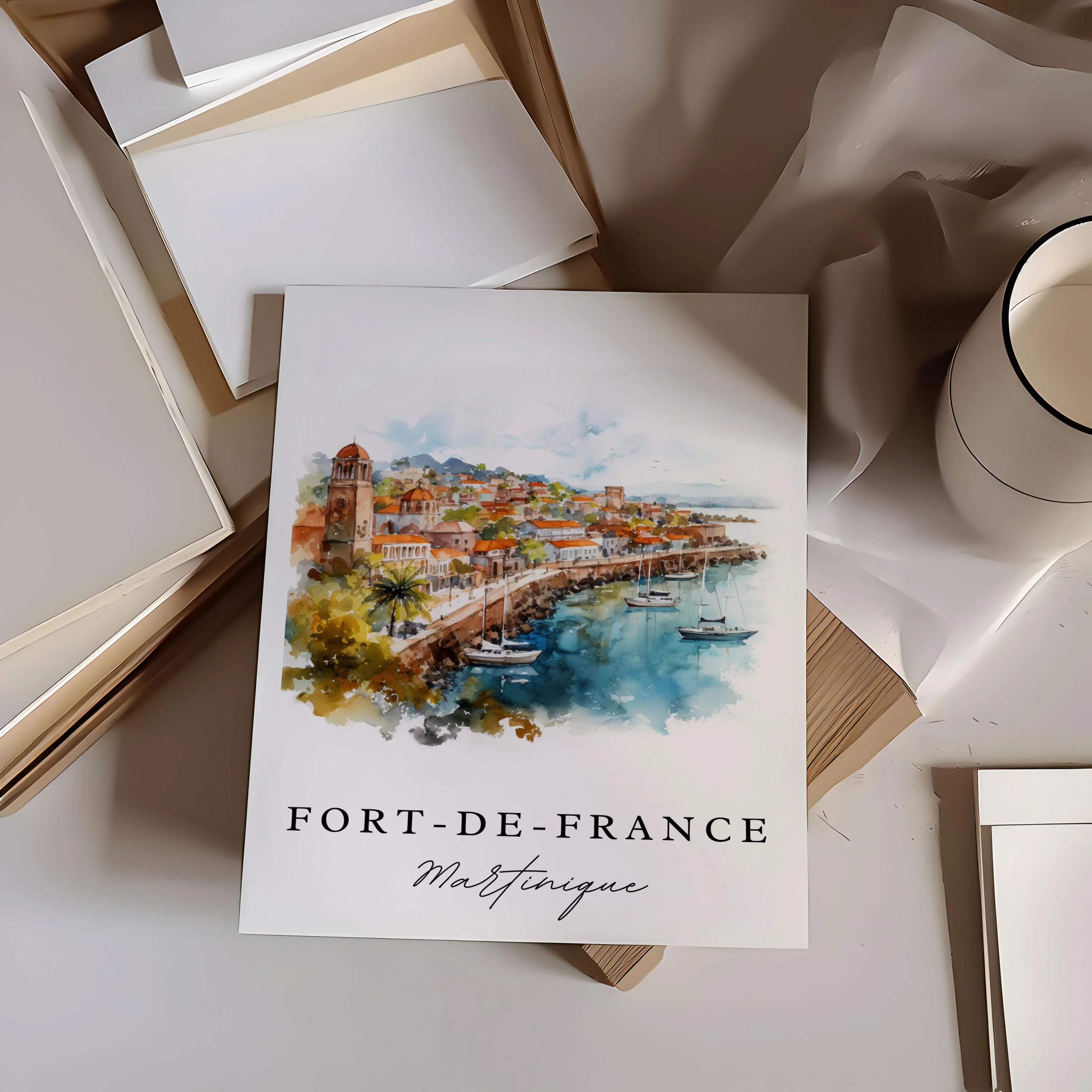 Fort-de-France, Martinique – Watercolor Art Print - Image 2