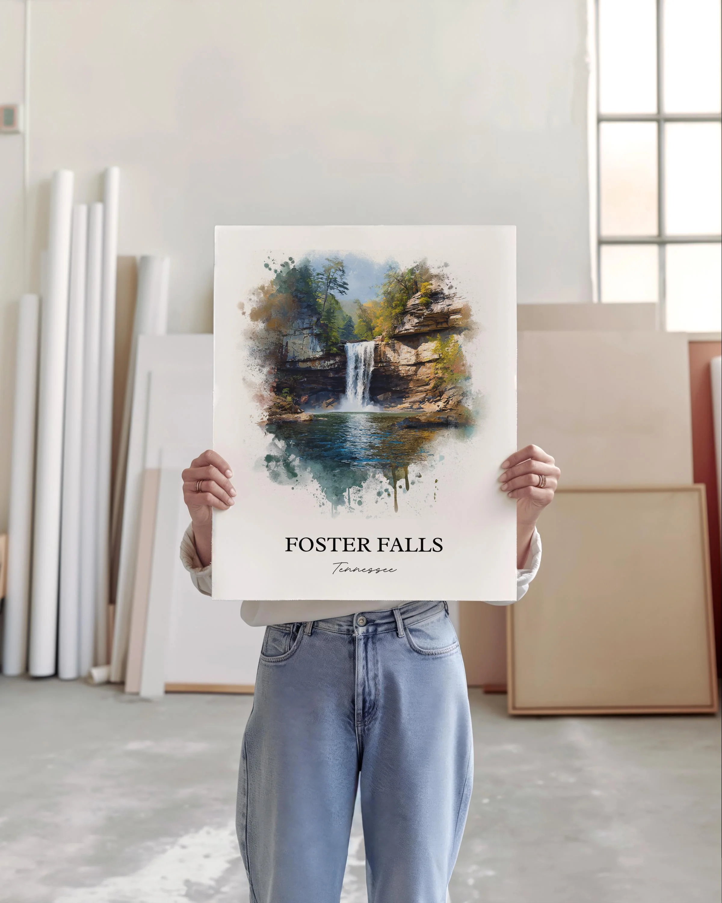 Foster Falls, Tennessee, USA – Watercolor Art Print - Image 3