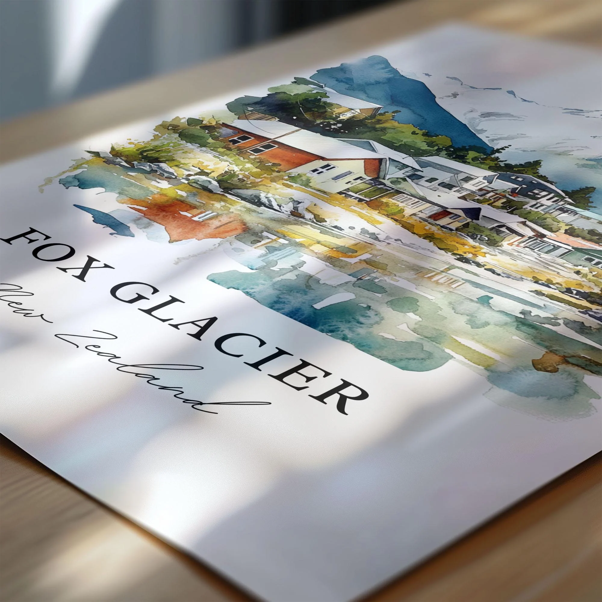Fox Glacier, New Zealand – Watercolor Art Print - Image 2