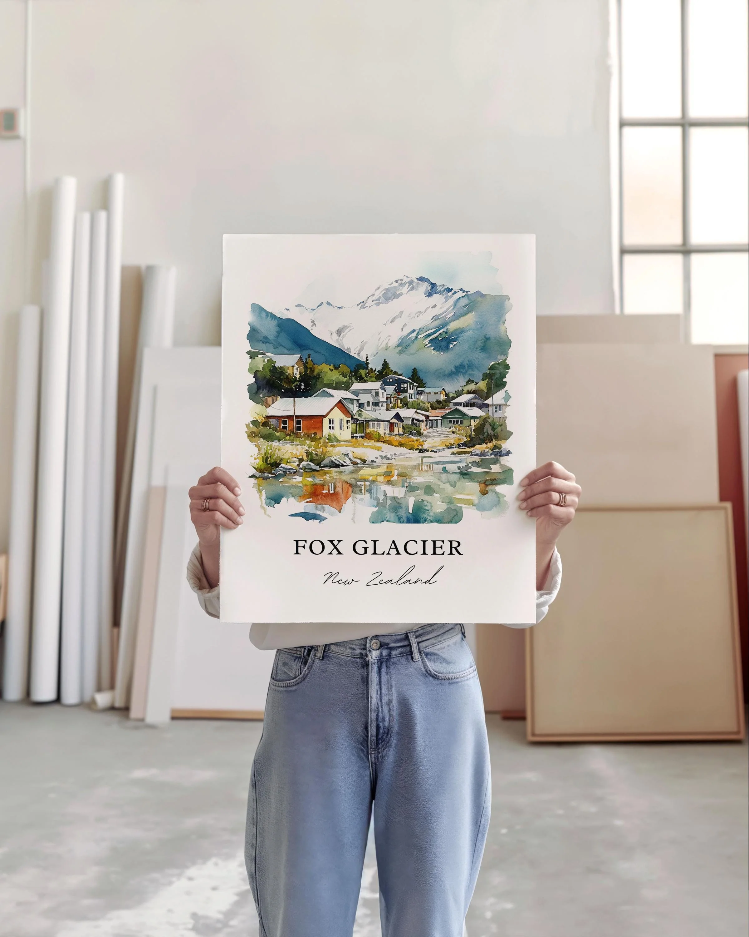 Fox Glacier, New Zealand – Watercolor Art Print - Image 4